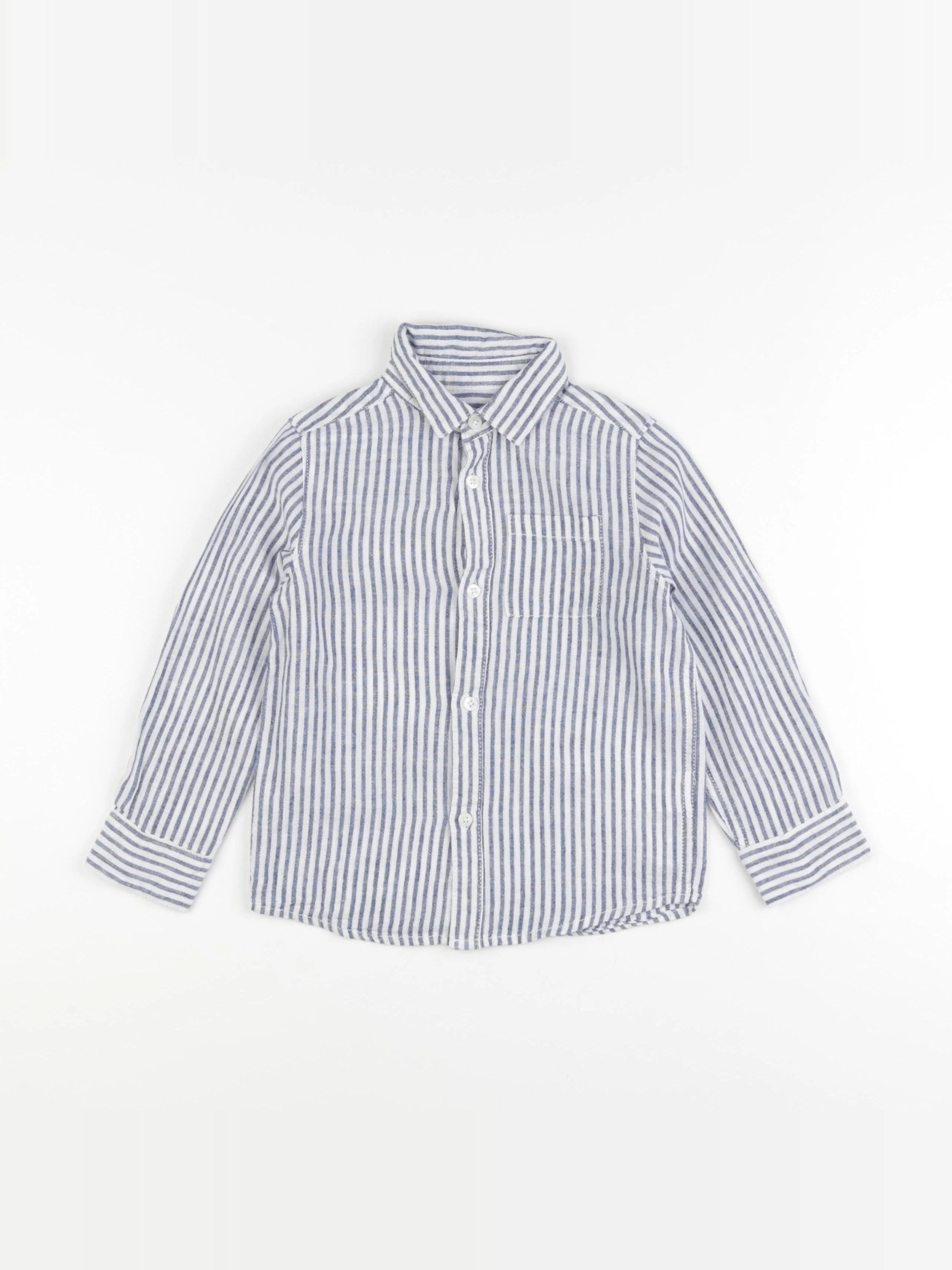 Vertbaudet - chemise blanc, bleu - 4 ans