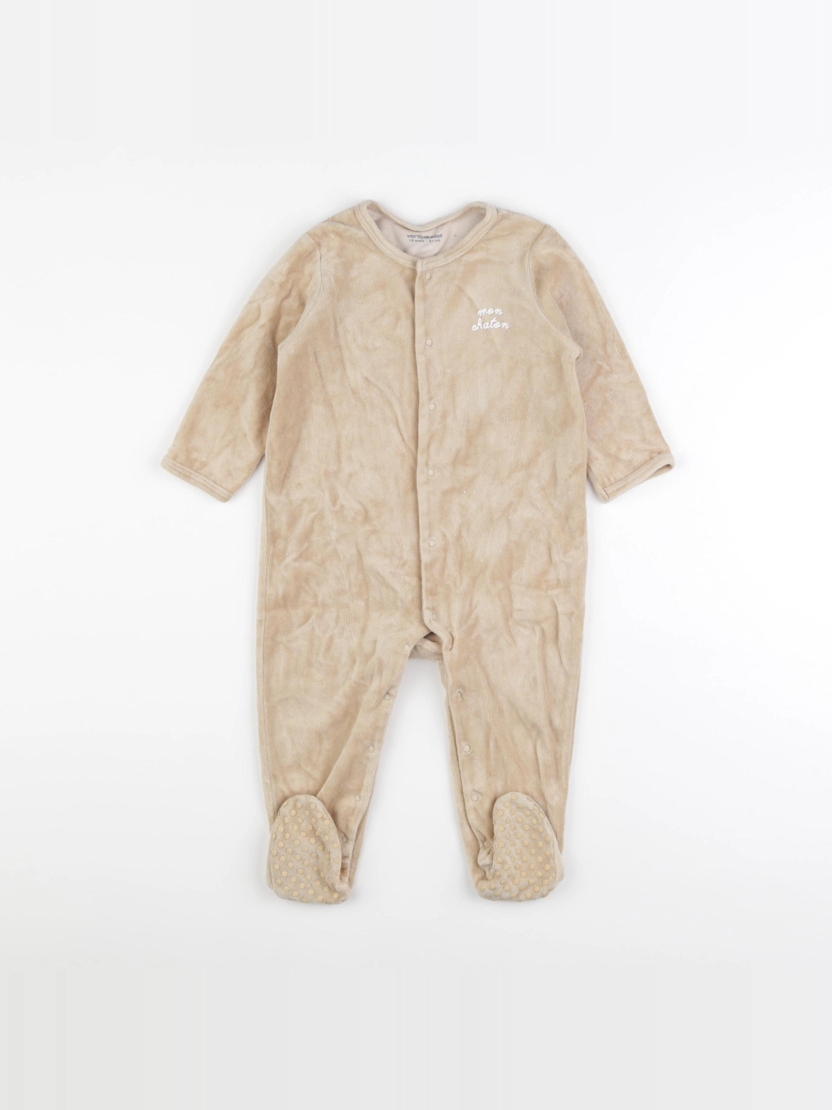 Vertbaudet - pyjama velours marron - 18 mois