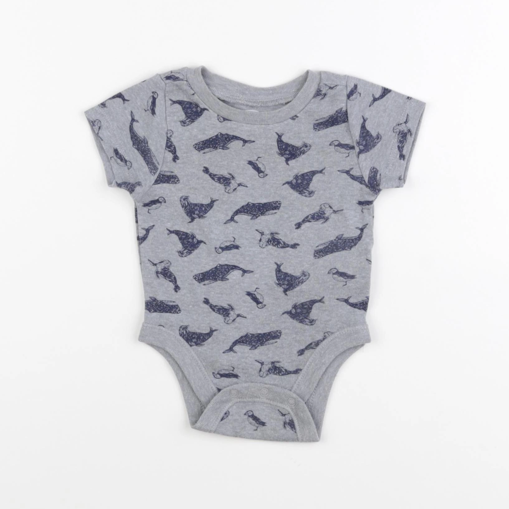 Old Navy - body bleu, gris - 0/3 mois