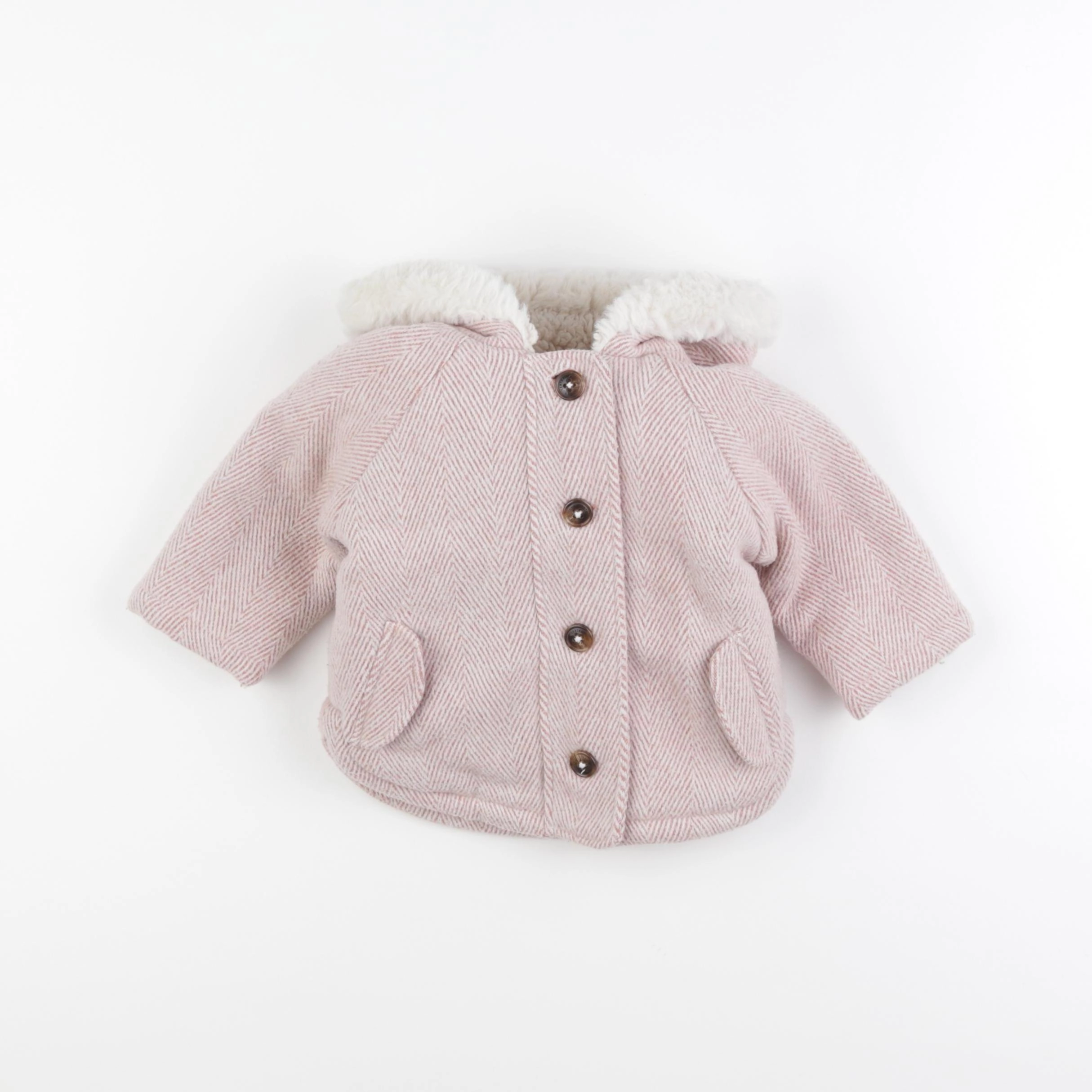 Vertbaudet - manteau rose - 9 mois