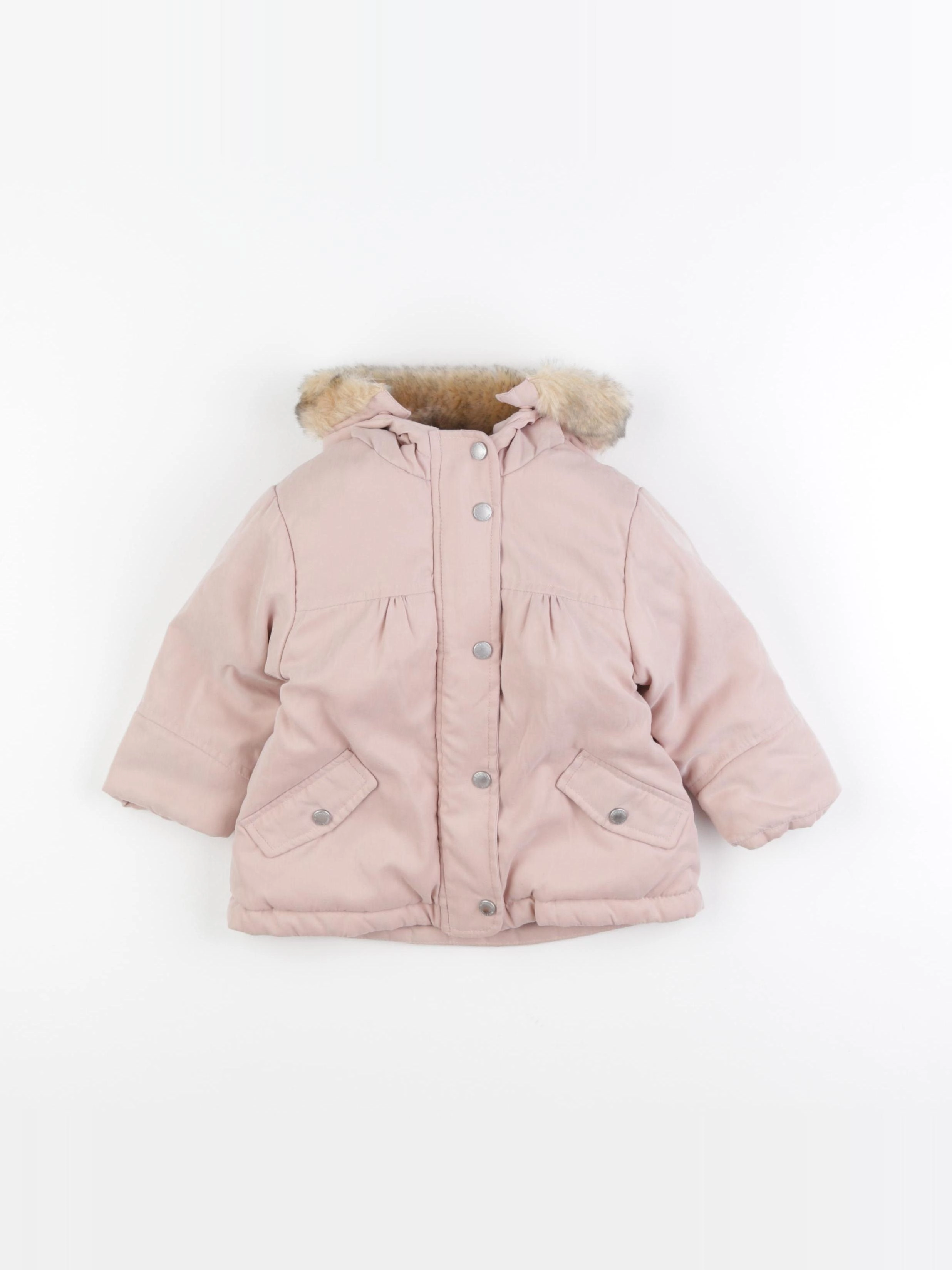 Vertbaudet - manteau doublure amovible rose - 12 mois