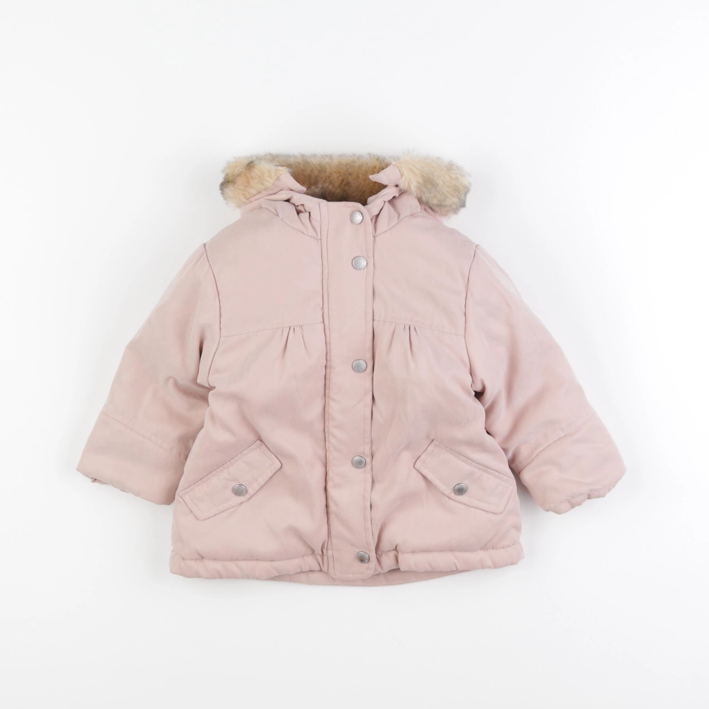 Vertbaudet - manteau doublure amovible rose - 12 mois