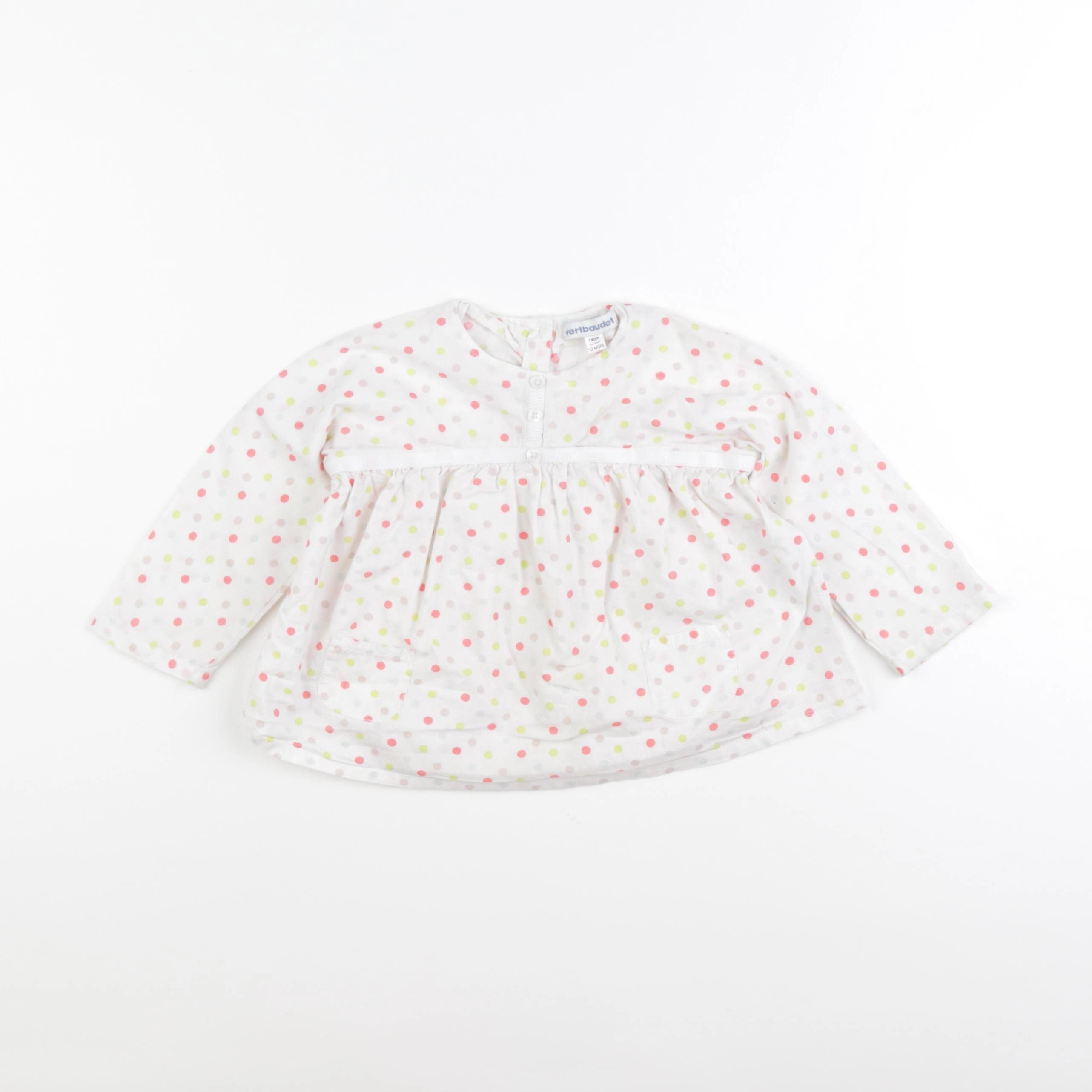 Vertbaudet - blouse blanc, rose - 12 mois