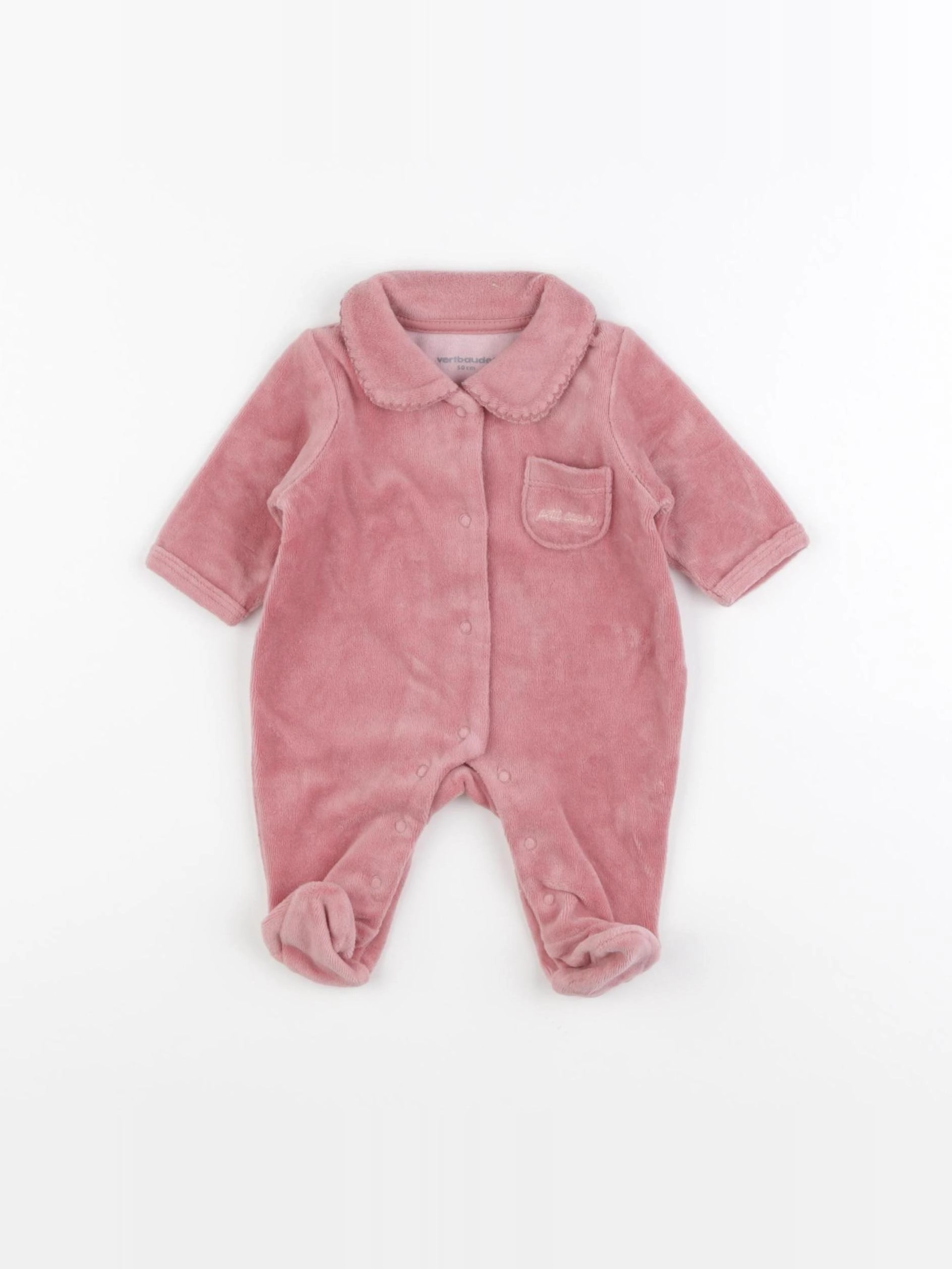 Vertbaudet - pyjama velours rose - 0 mois
