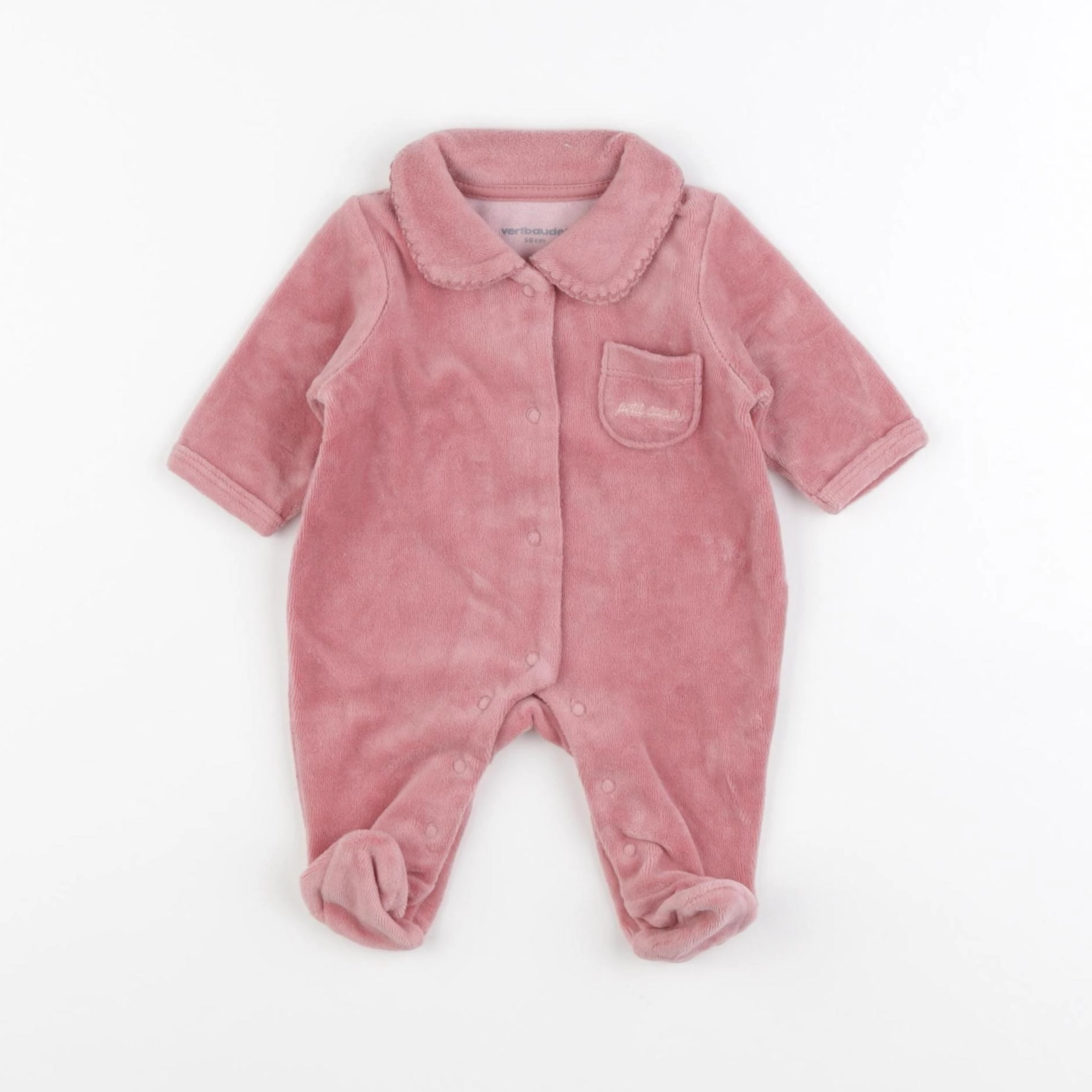 Vertbaudet - pyjama velours rose - 0 mois