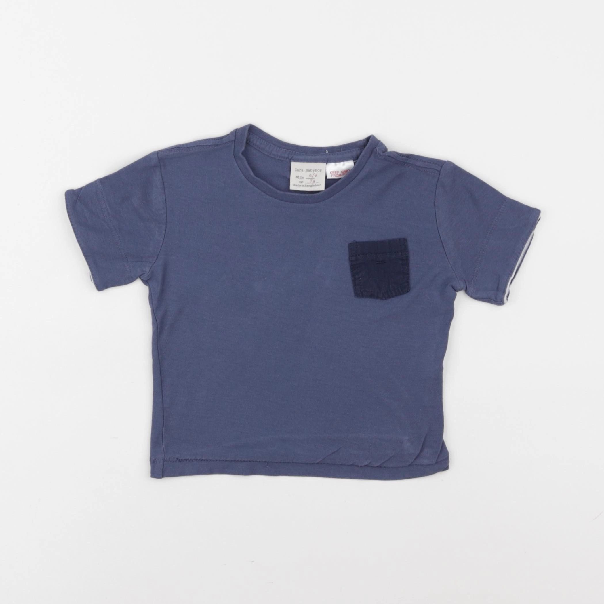 Zara - tee-shirt bleu - 6/9 mois