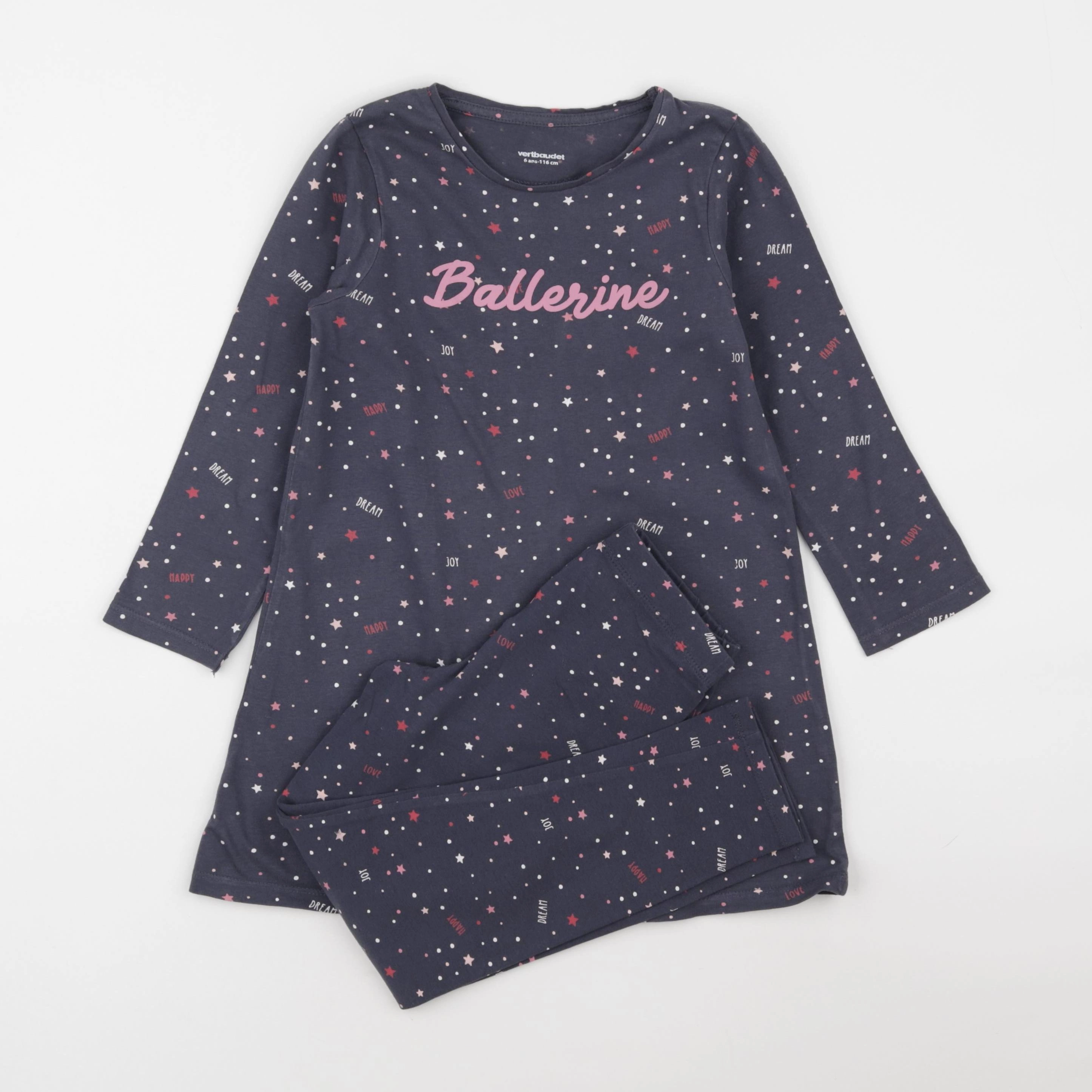Vertbaudet - pyjama coton gris - 6 ans