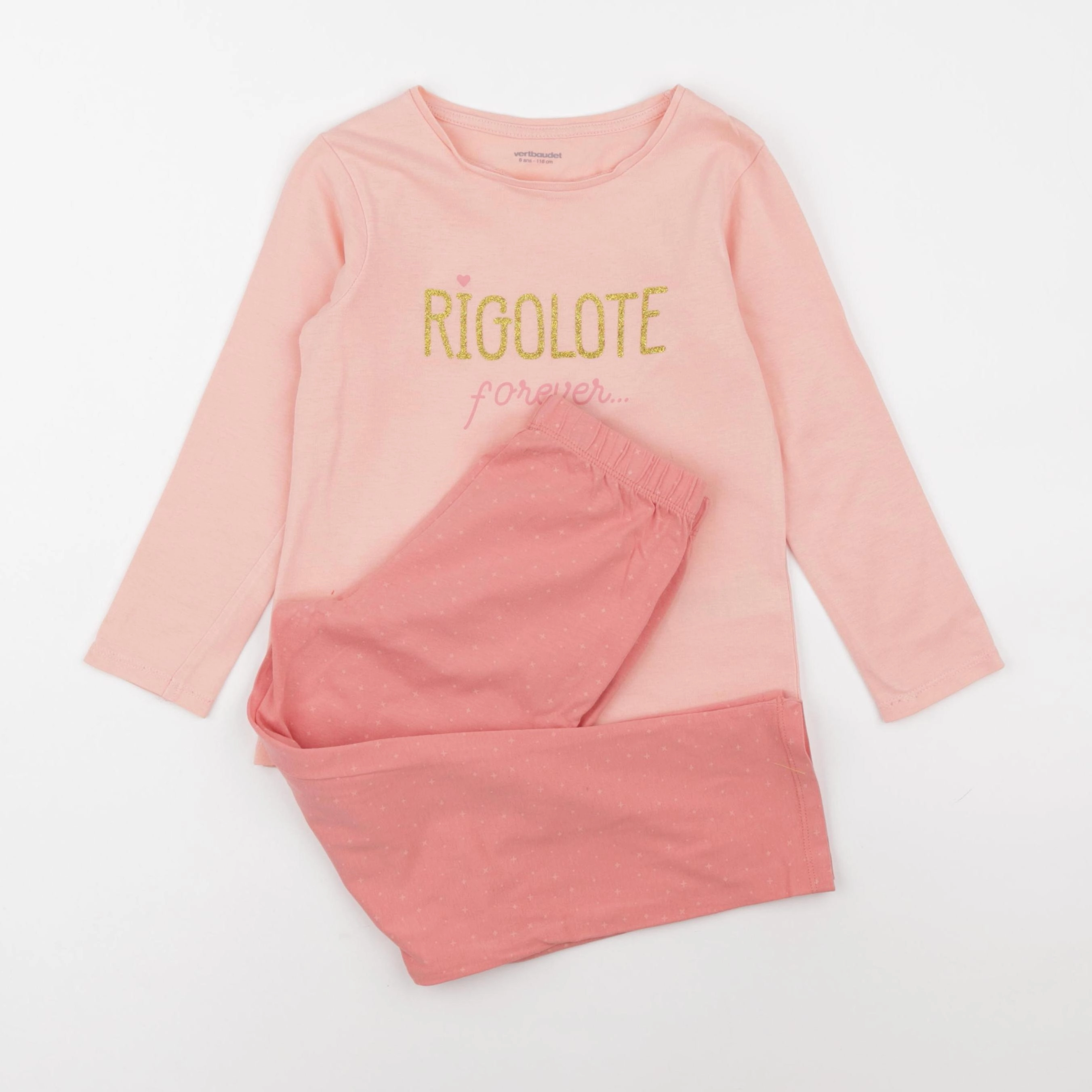 Vertbaudet - pyjama coton rose - 6 ans