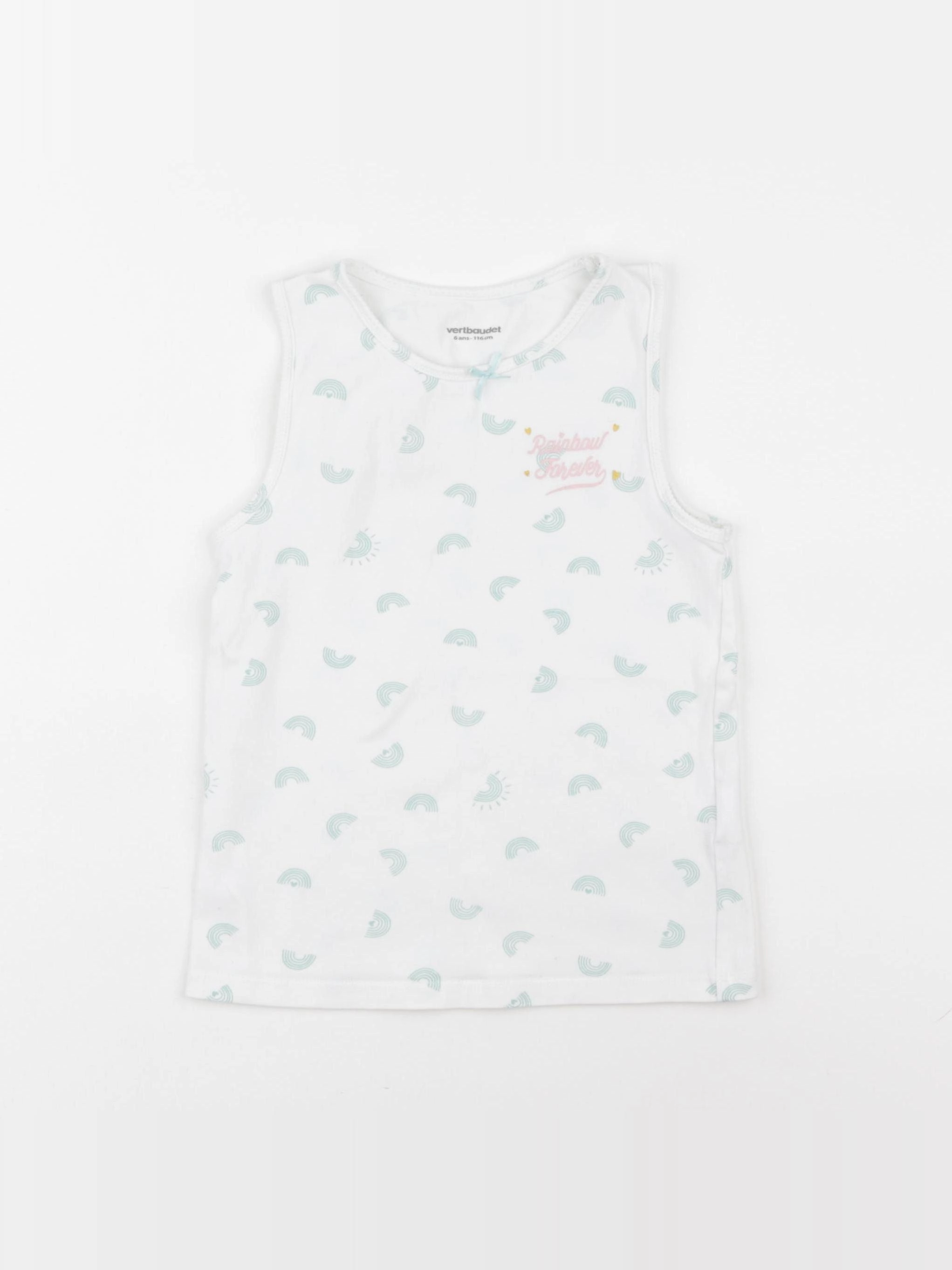 Vertbaudet - maillot de corps blanc, bleu - 6 ans