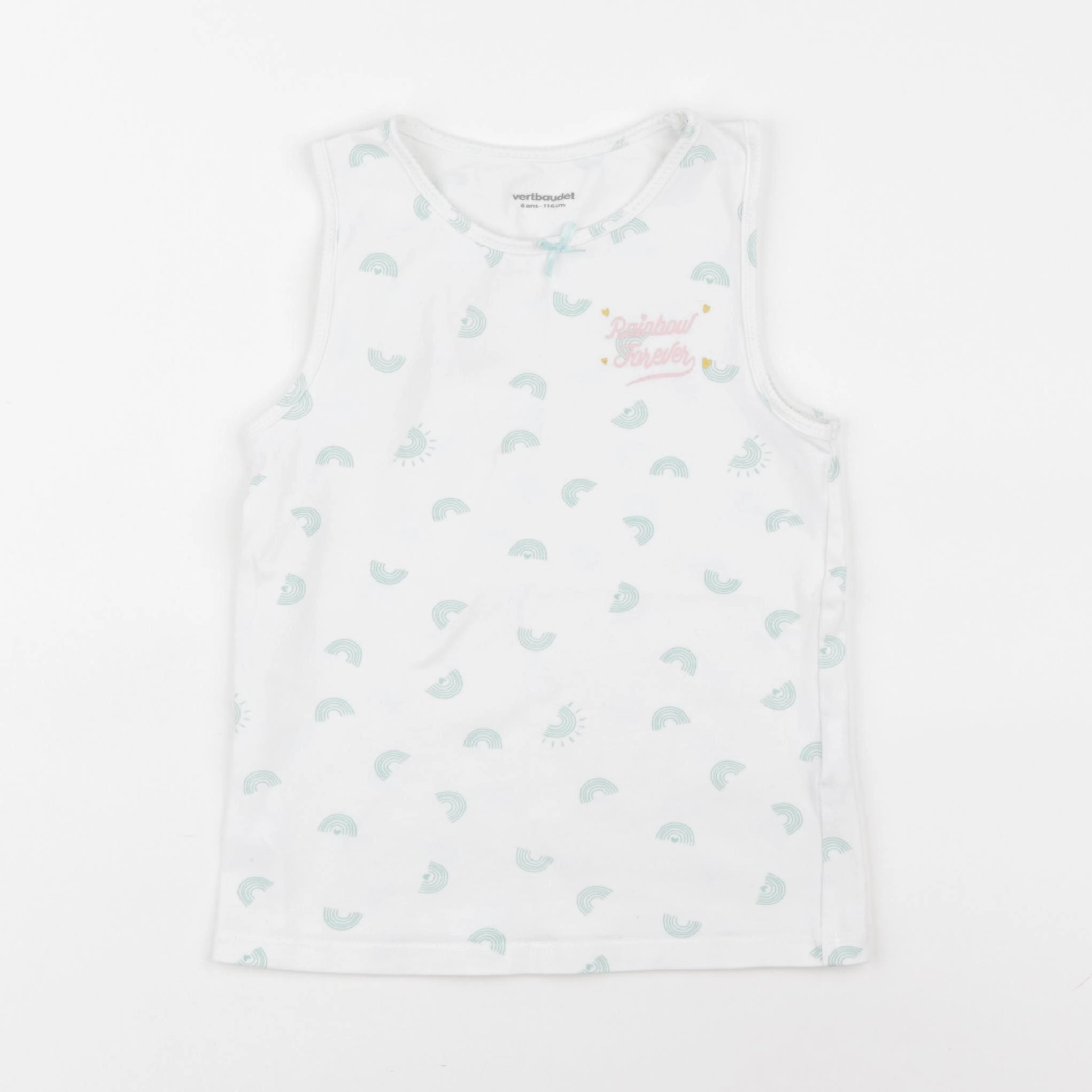 Vertbaudet - maillot de corps blanc, bleu - 6 ans