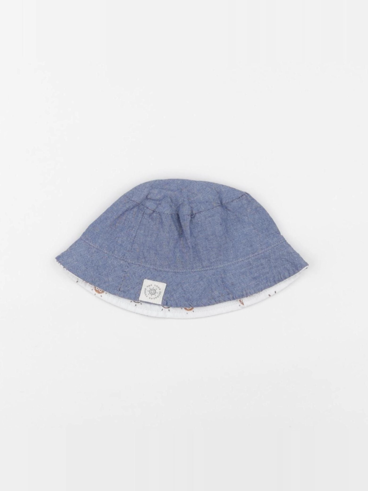 Vertbaudet - chapeau réversible bleu, blanc - 12/18 mois