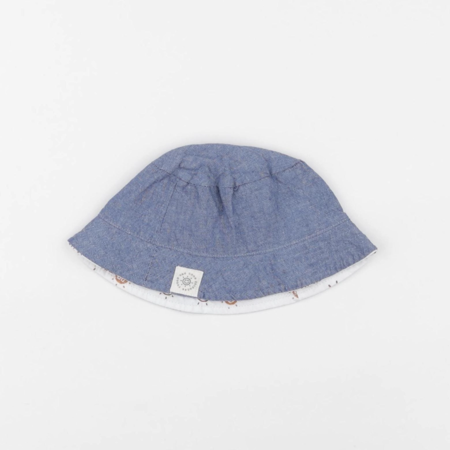 Vertbaudet - chapeau réversible bleu, blanc - 12/18 mois