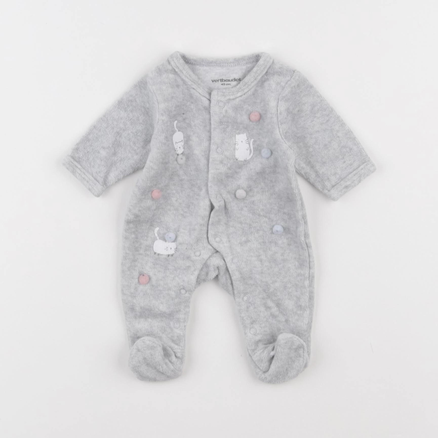 Tape à l'oeil - pyjama velours gris - Prématuré