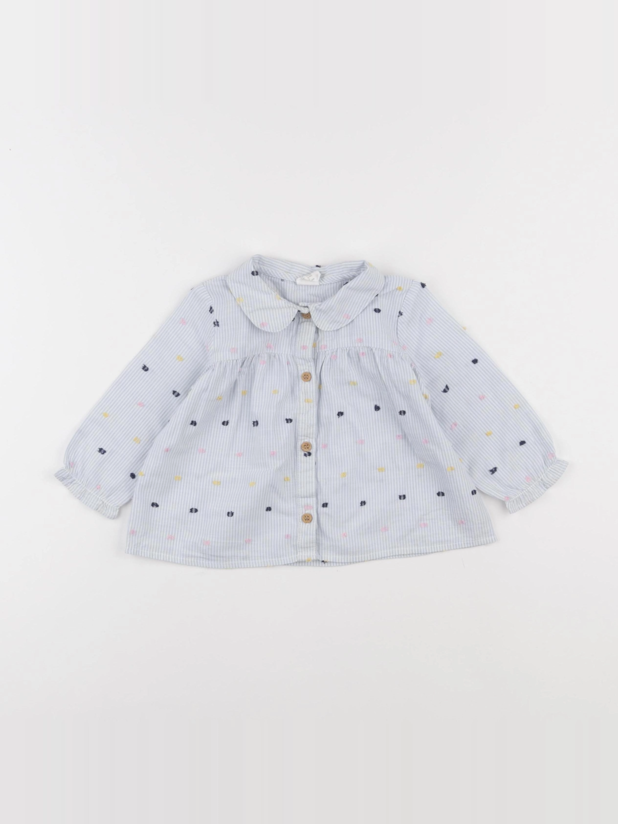 H&M - blouse bleu - 6/9 mois