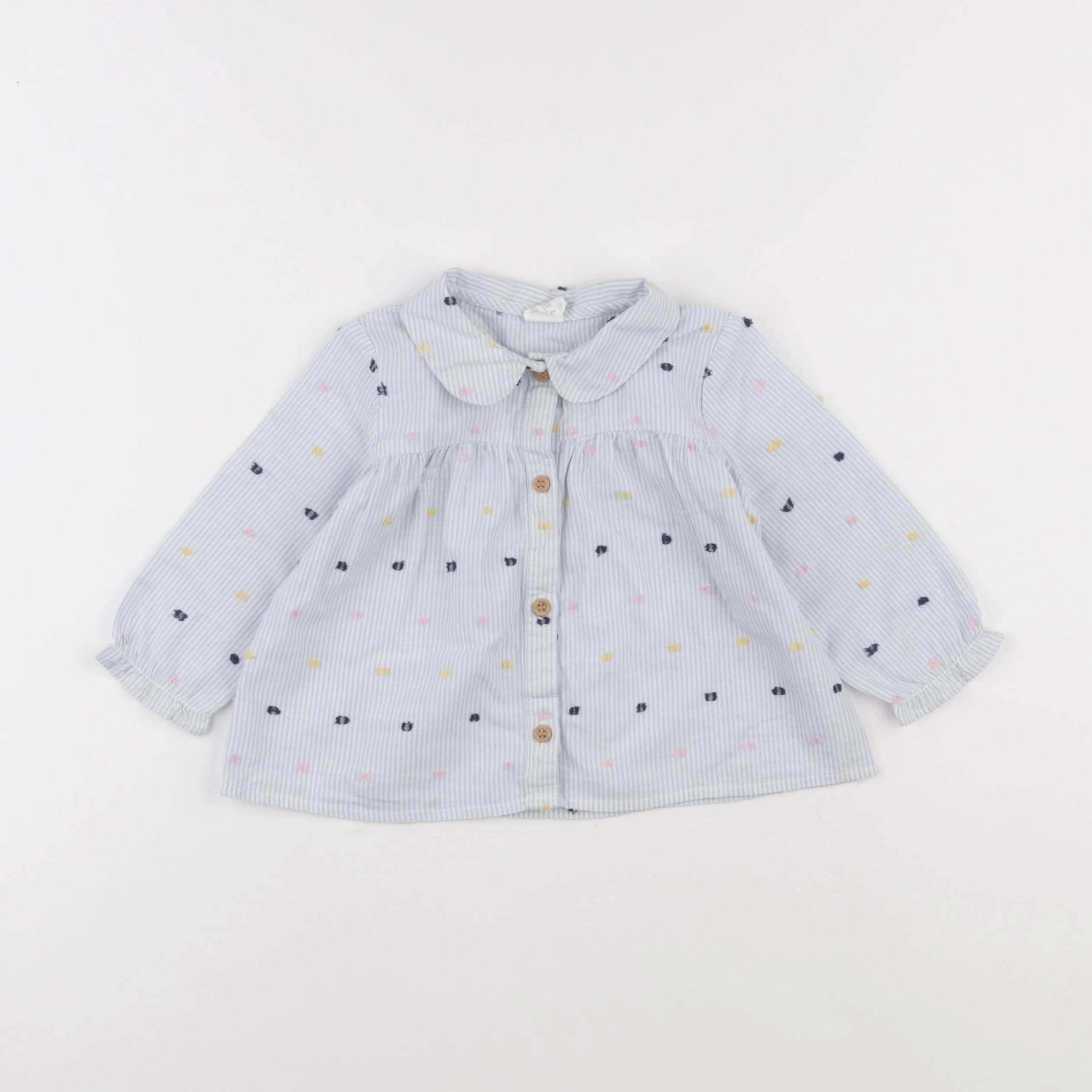 H&M - blouse bleu - 6/9 mois