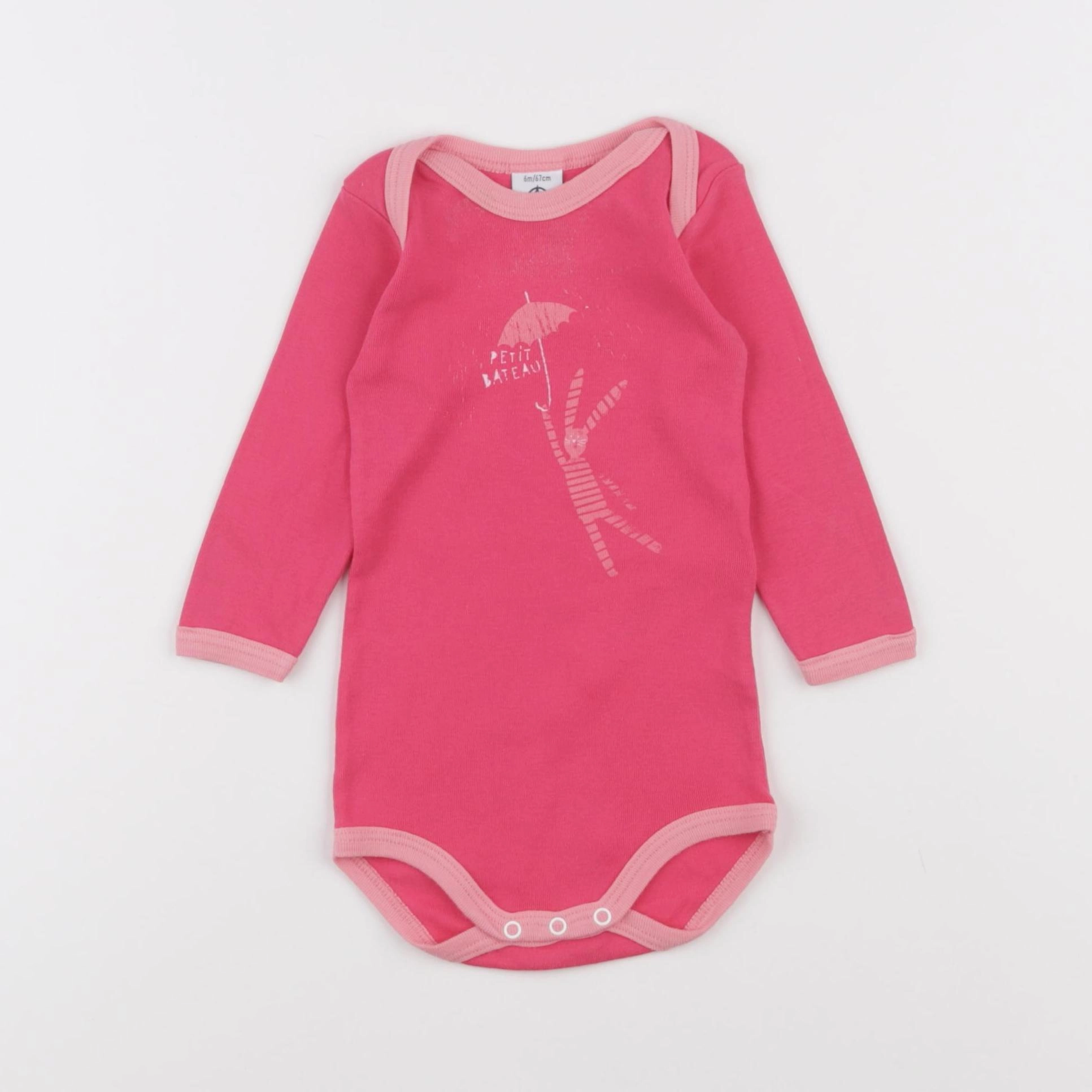 Petit Bateau - body rose - 6 mois