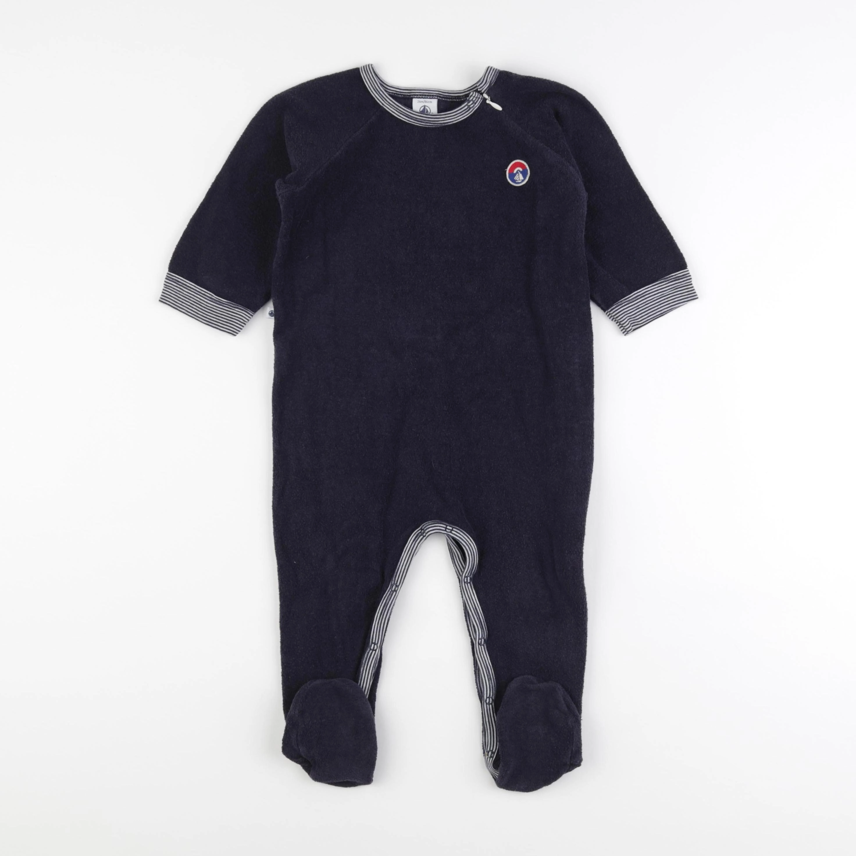 Petit Bateau - pyjama velours bleu - 24 mois