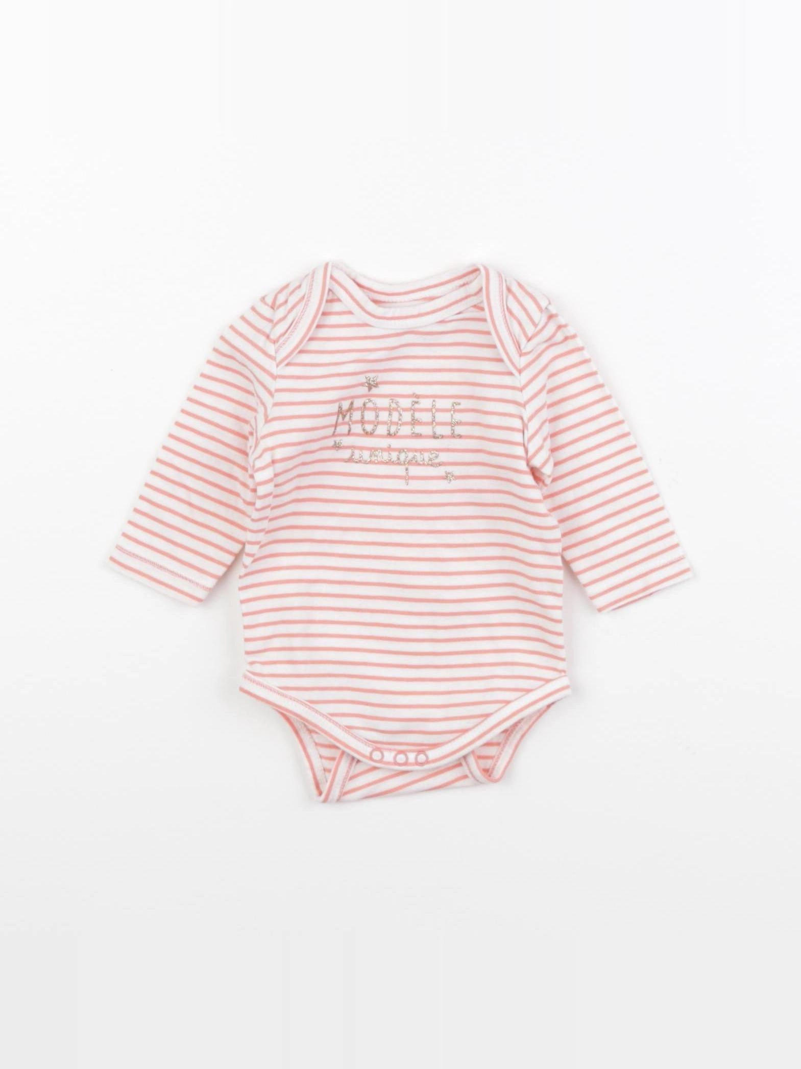 Tape à l'oeil - body blanc, rose - 1 mois