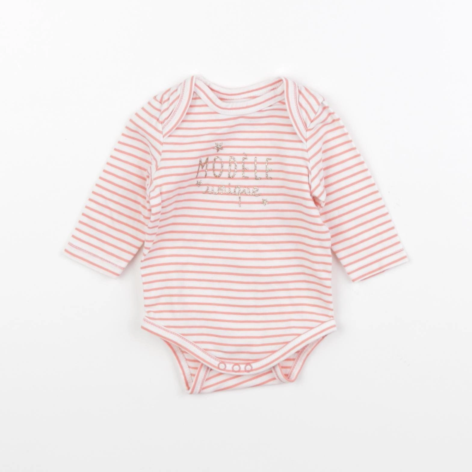 Tape à l'oeil - body blanc, rose - 1 mois