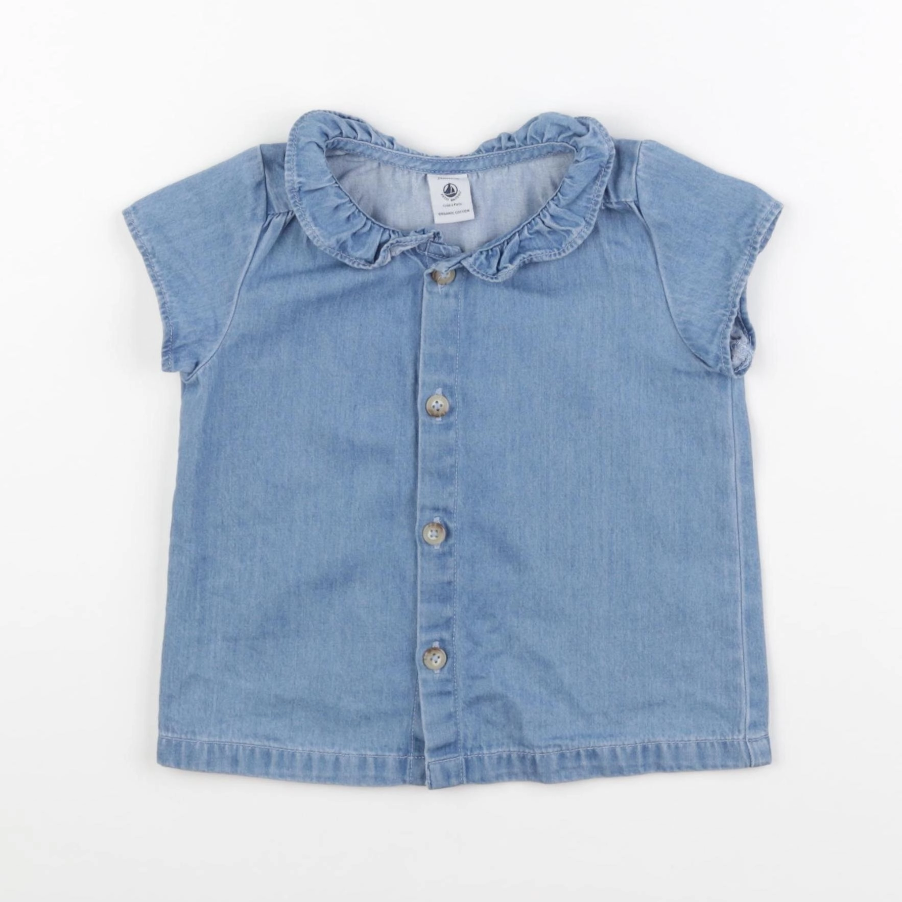 Petit Bateau - blouse bleu - 24 mois