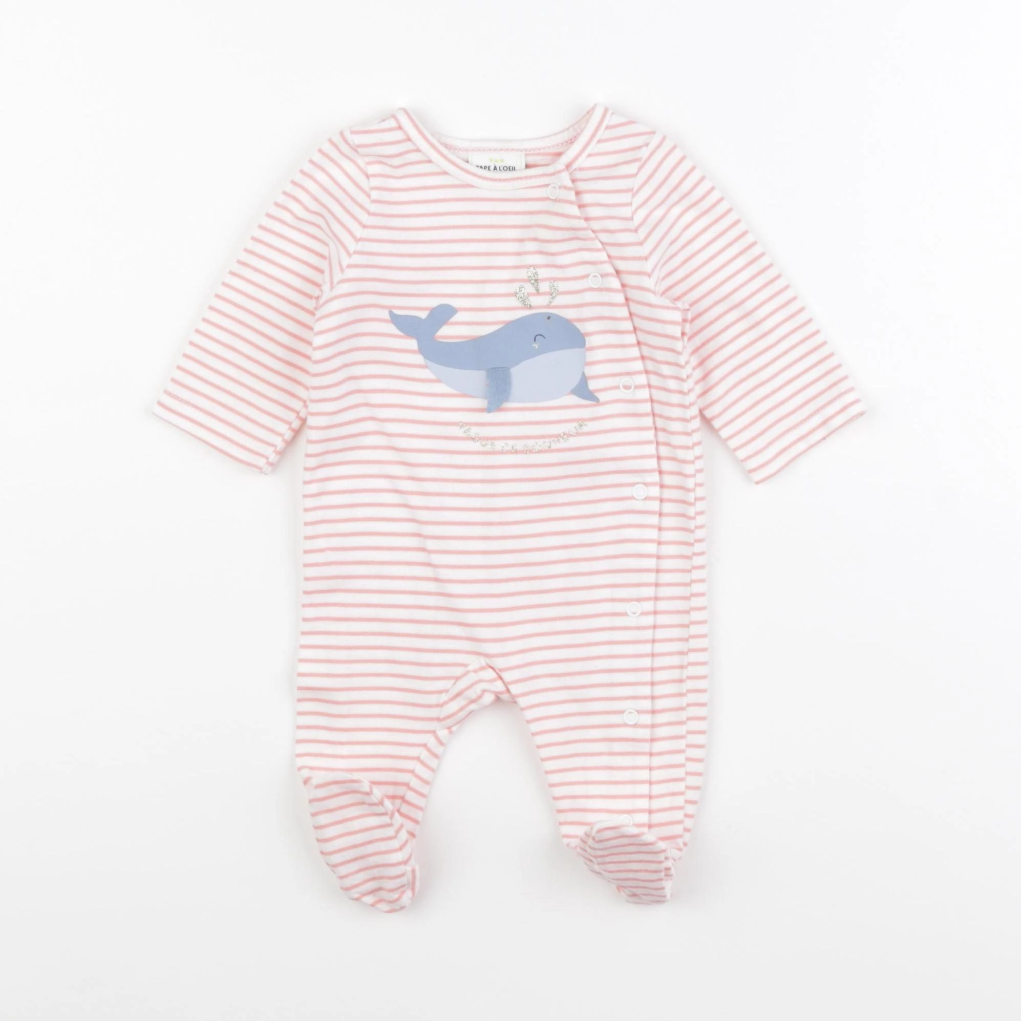 Tape à l'oeil - pyjama coton blanc, rose - 1 mois