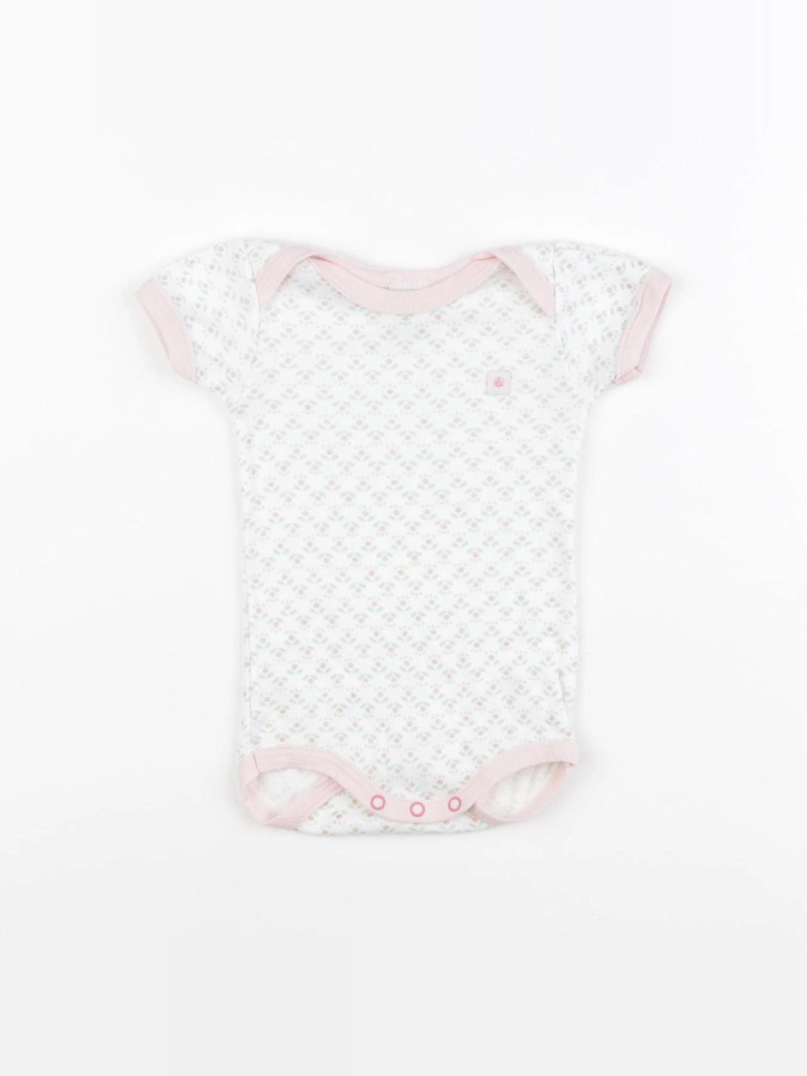 Petit Bateau - body blanc, rose - 3 mois