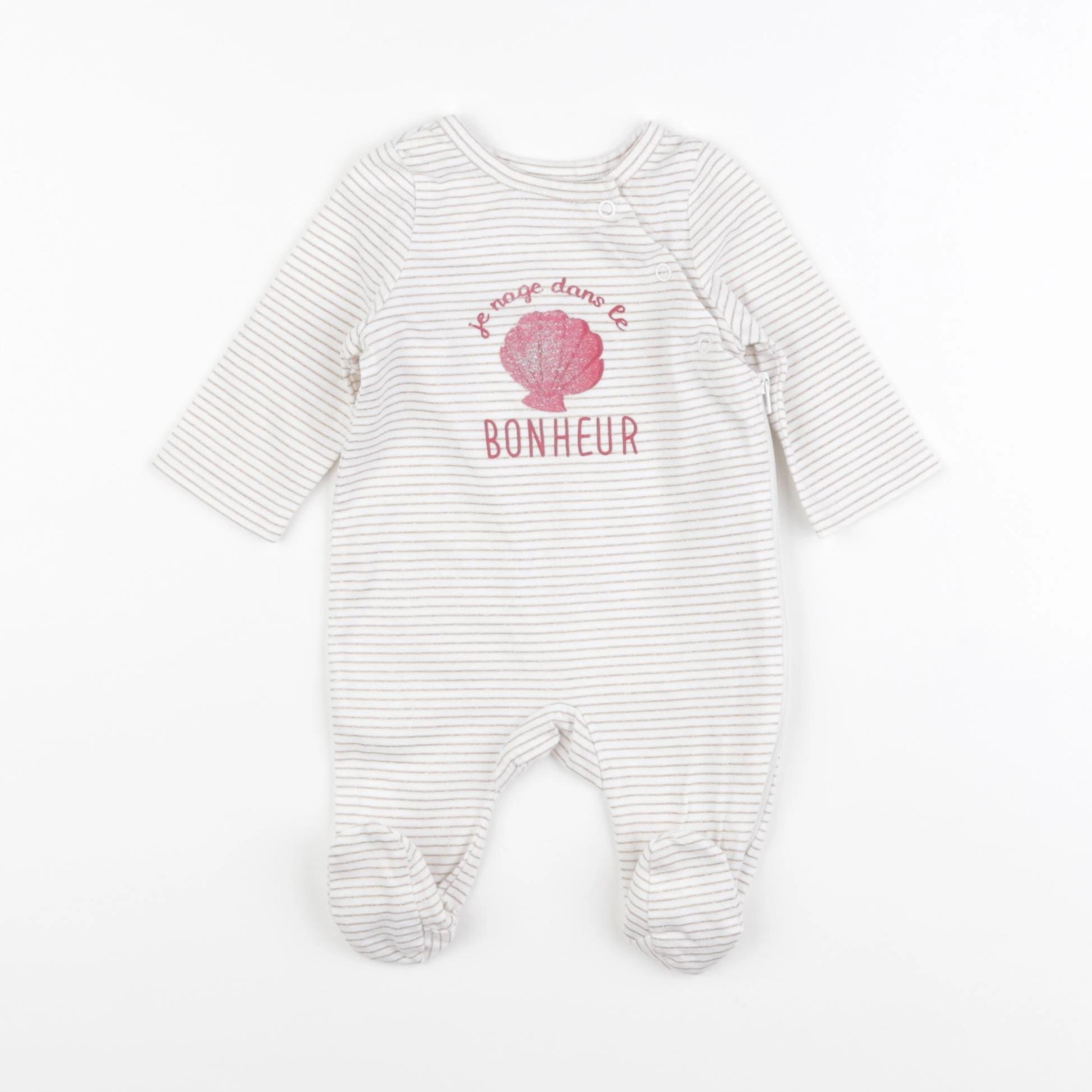 Tape à l'oeil - pyjama coton blanc, or - 1 mois