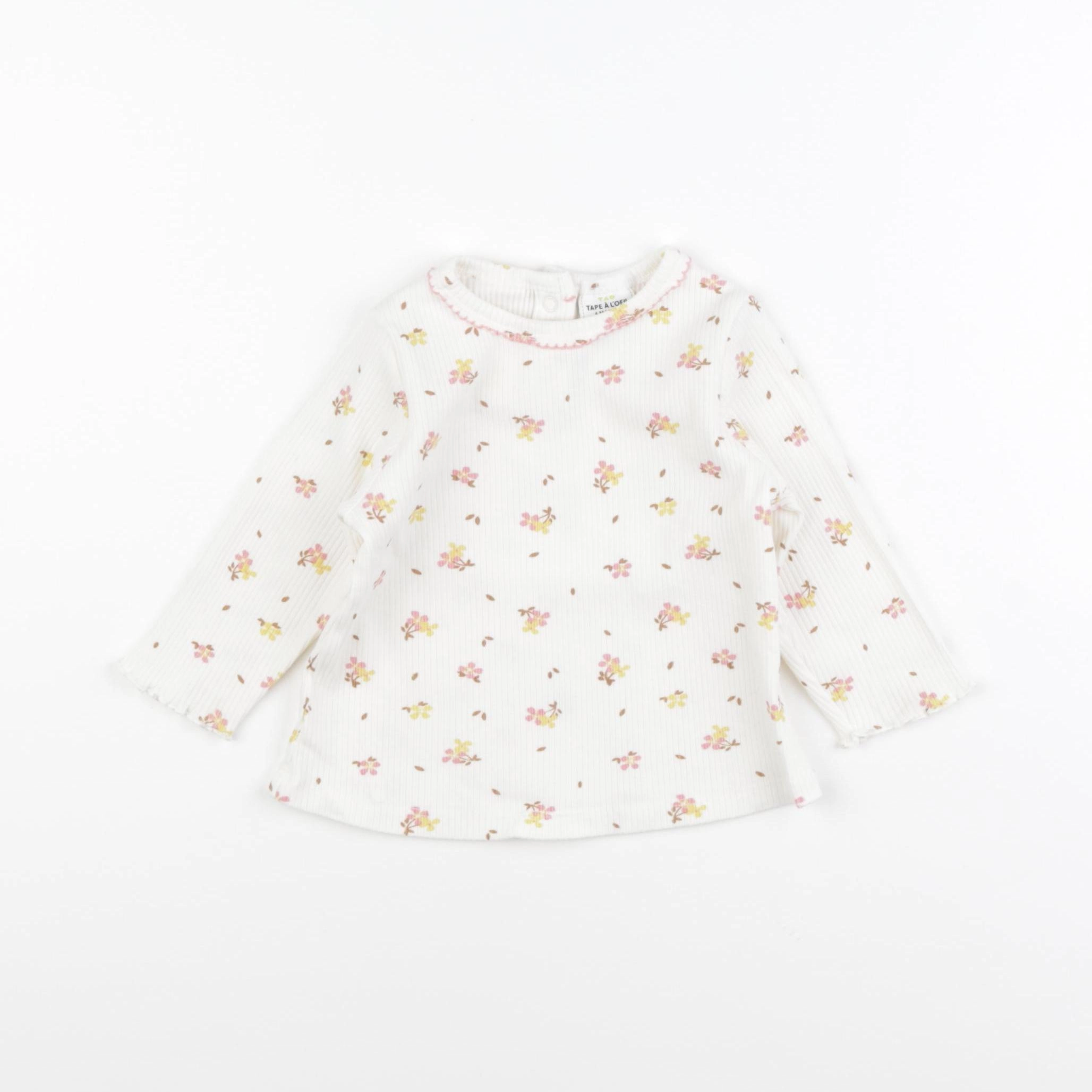 Tape à l'oeil - tee-shirt blanc, rose - 6 mois