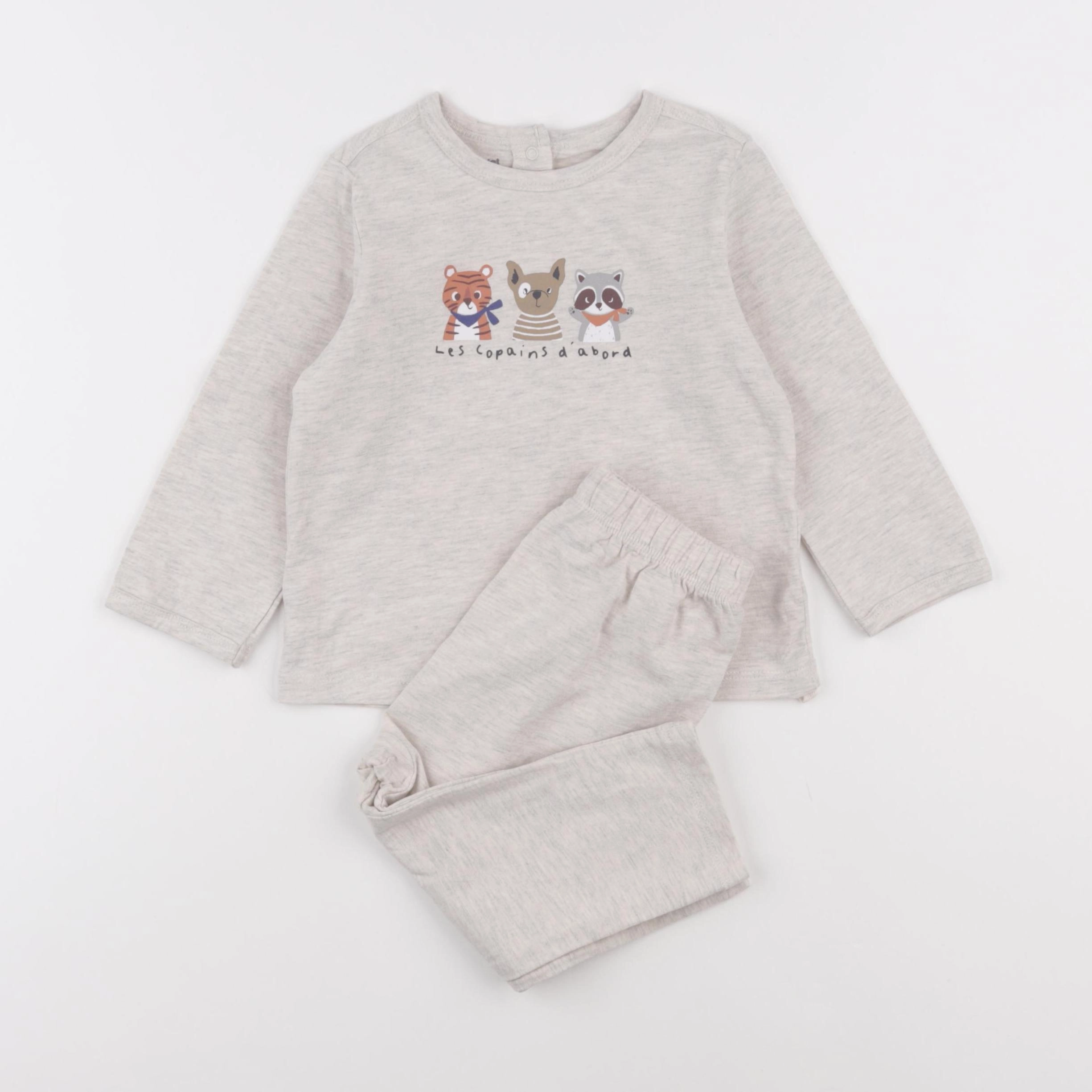 Vertbaudet - pyjama coton beige - 18 mois
