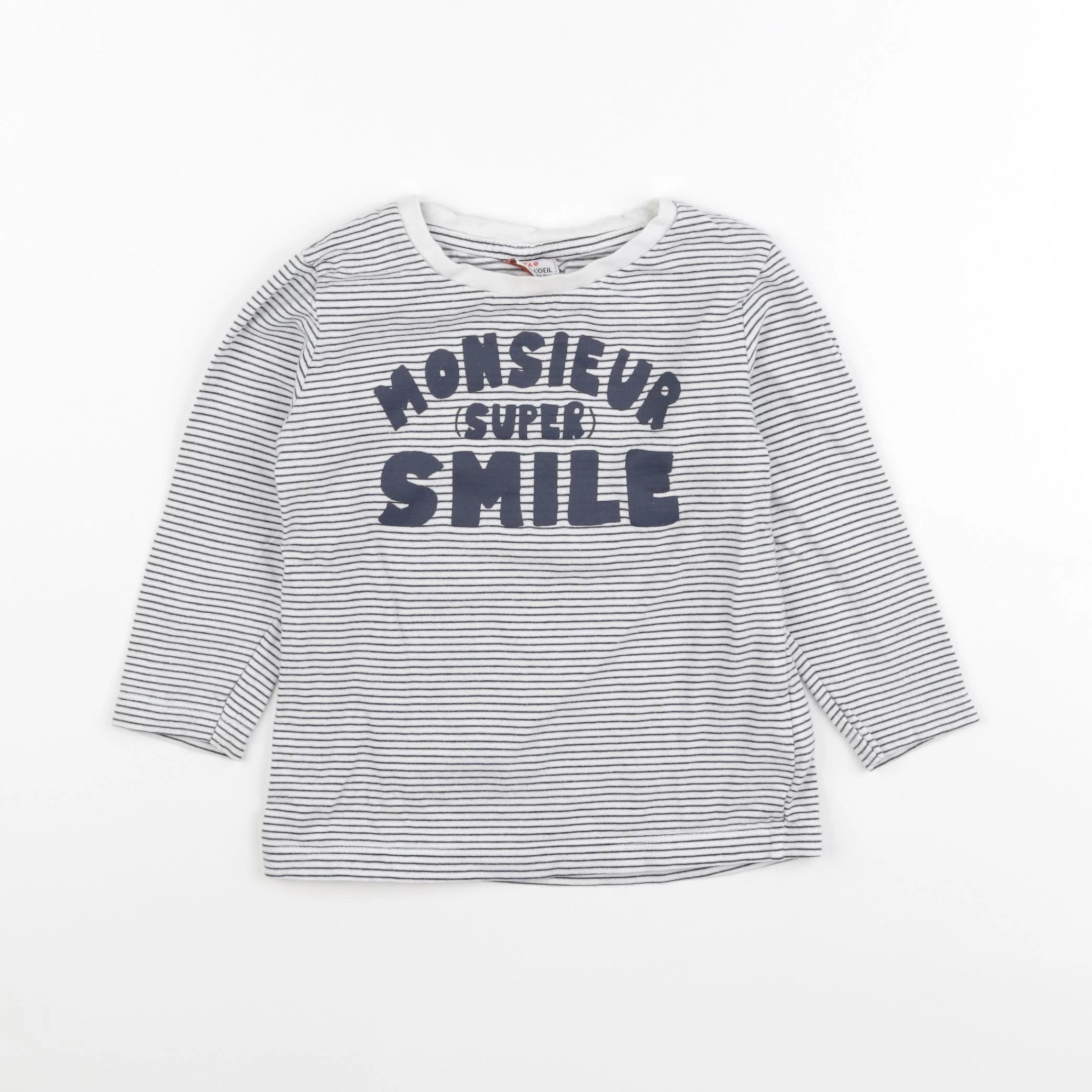 Tape à l'oeil - tee-shirt blanc, bleu - 2/3 ans