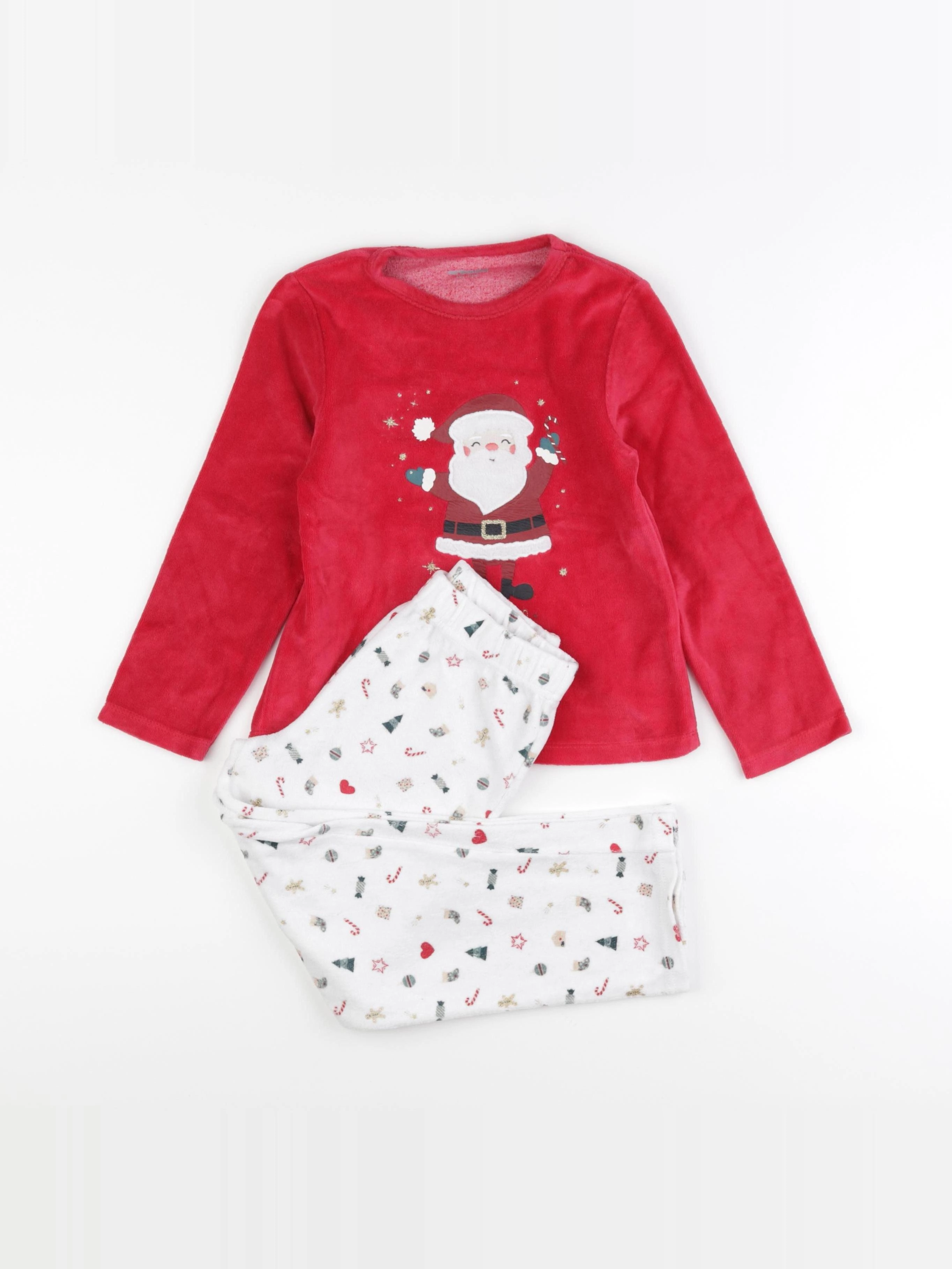 Vertbaudet - pyjama velours blanc, rouge - 6 ans