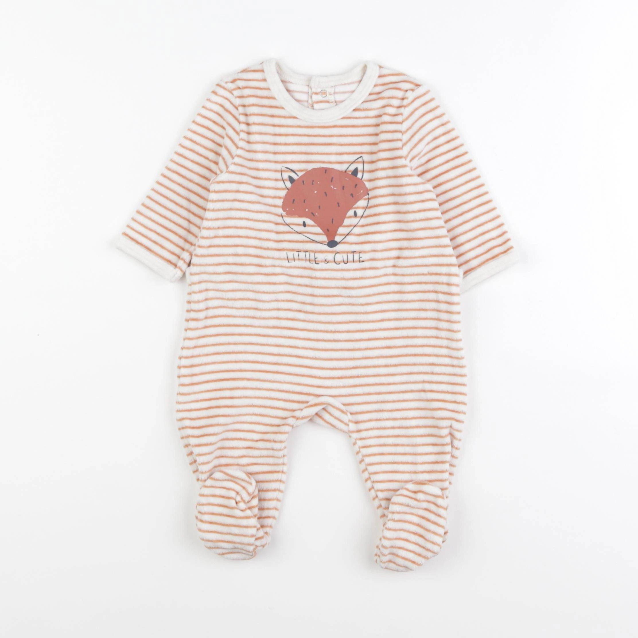 La Redoute - pyjama velours blanc, orange - 3 mois