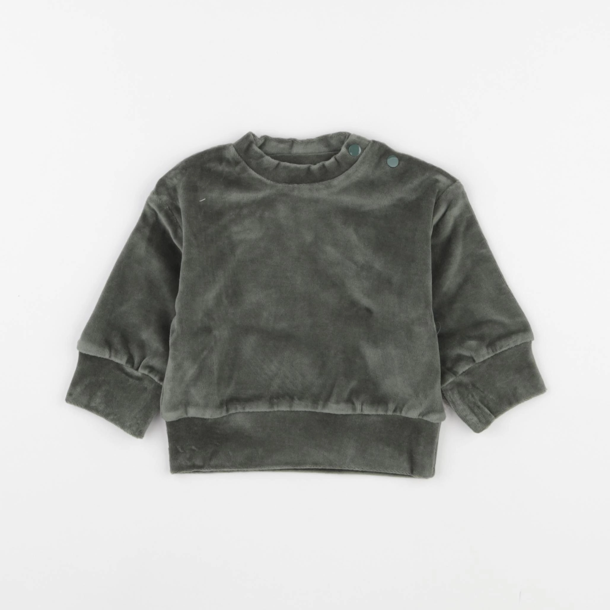 Poudre Organic - Sweat Cassandre velours Forest Green - 3 mois