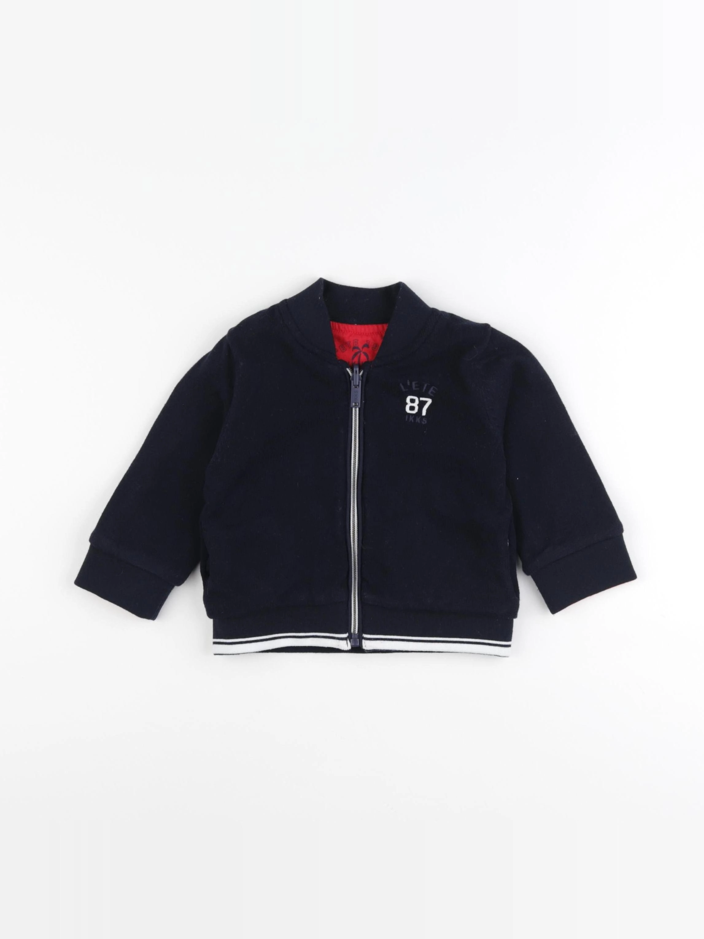 IKKS - sweat réversible bleu, rouge - 12 mois