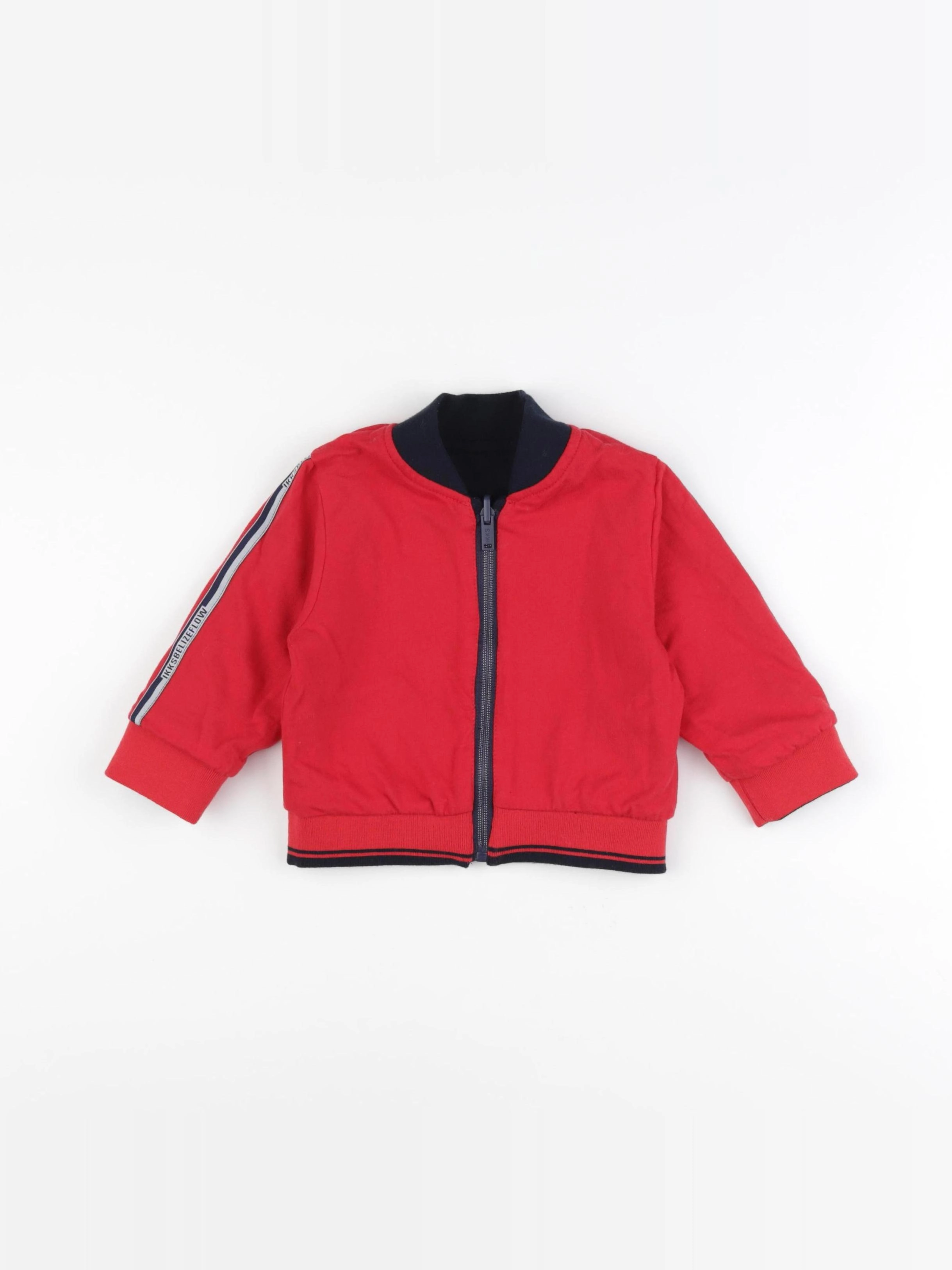 IKKS - sweat réversible bleu, rouge - 12 mois