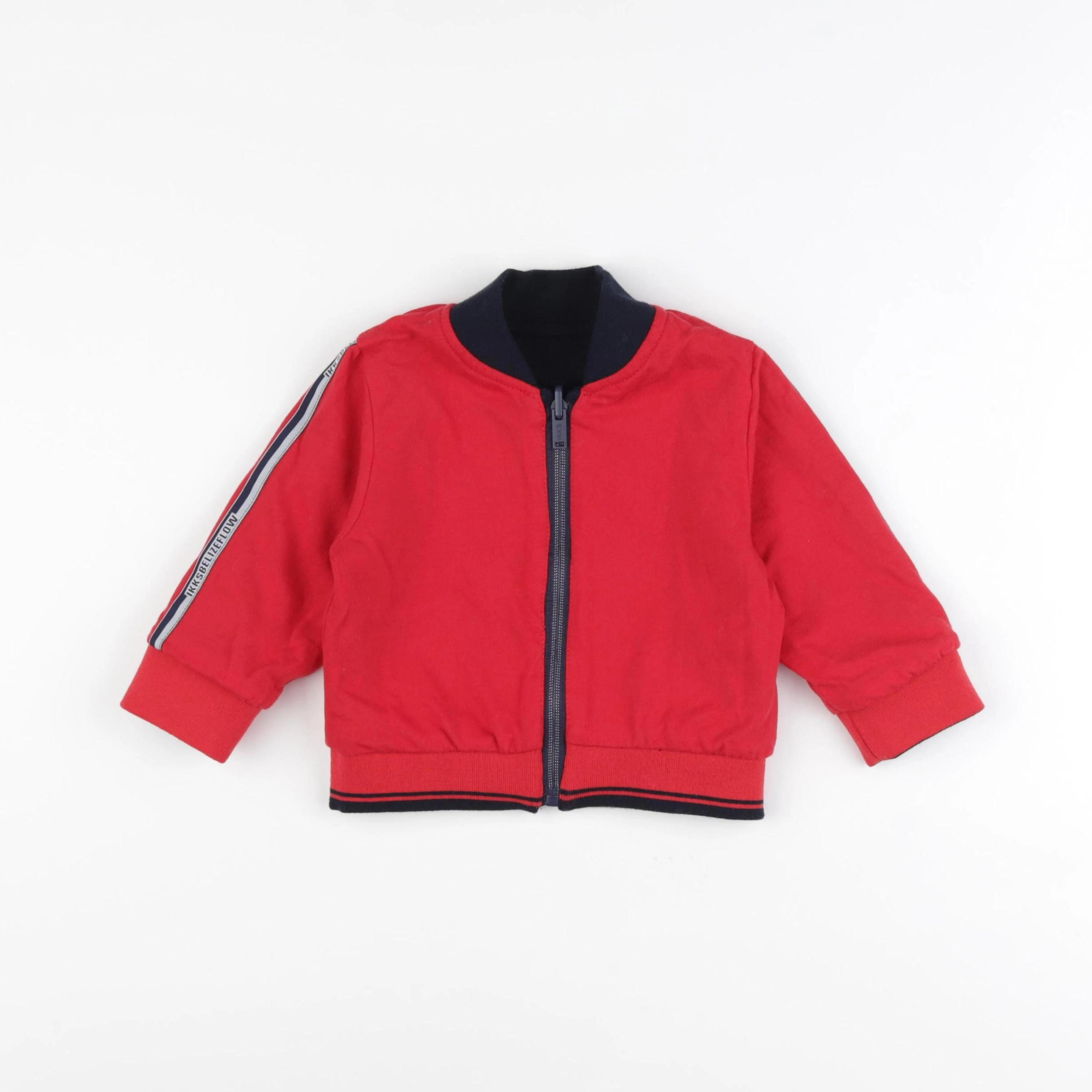 IKKS - sweat réversible bleu, rouge - 12 mois