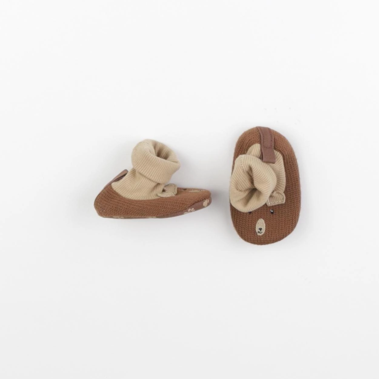 Vertbaudet - chaussons marron - 3/6 mois