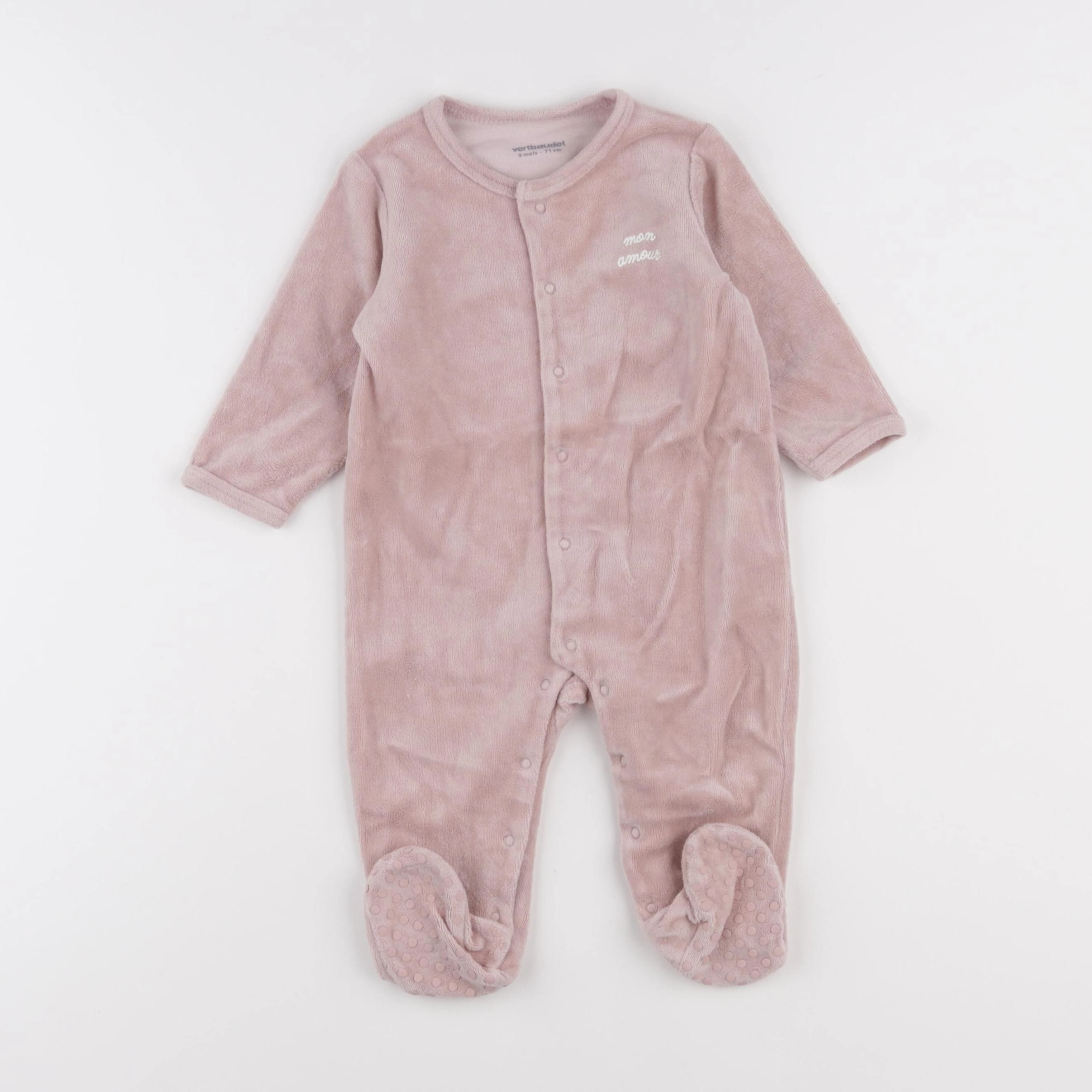 Vertbaudet - pyjama velours rose - 9 mois