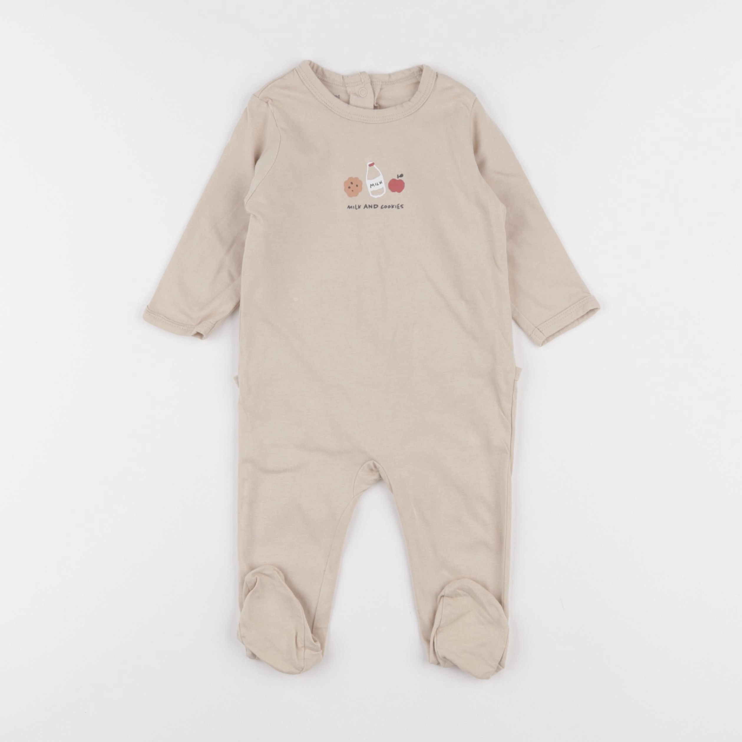 Vertbaudet - pyjama coton beige - 6 mois