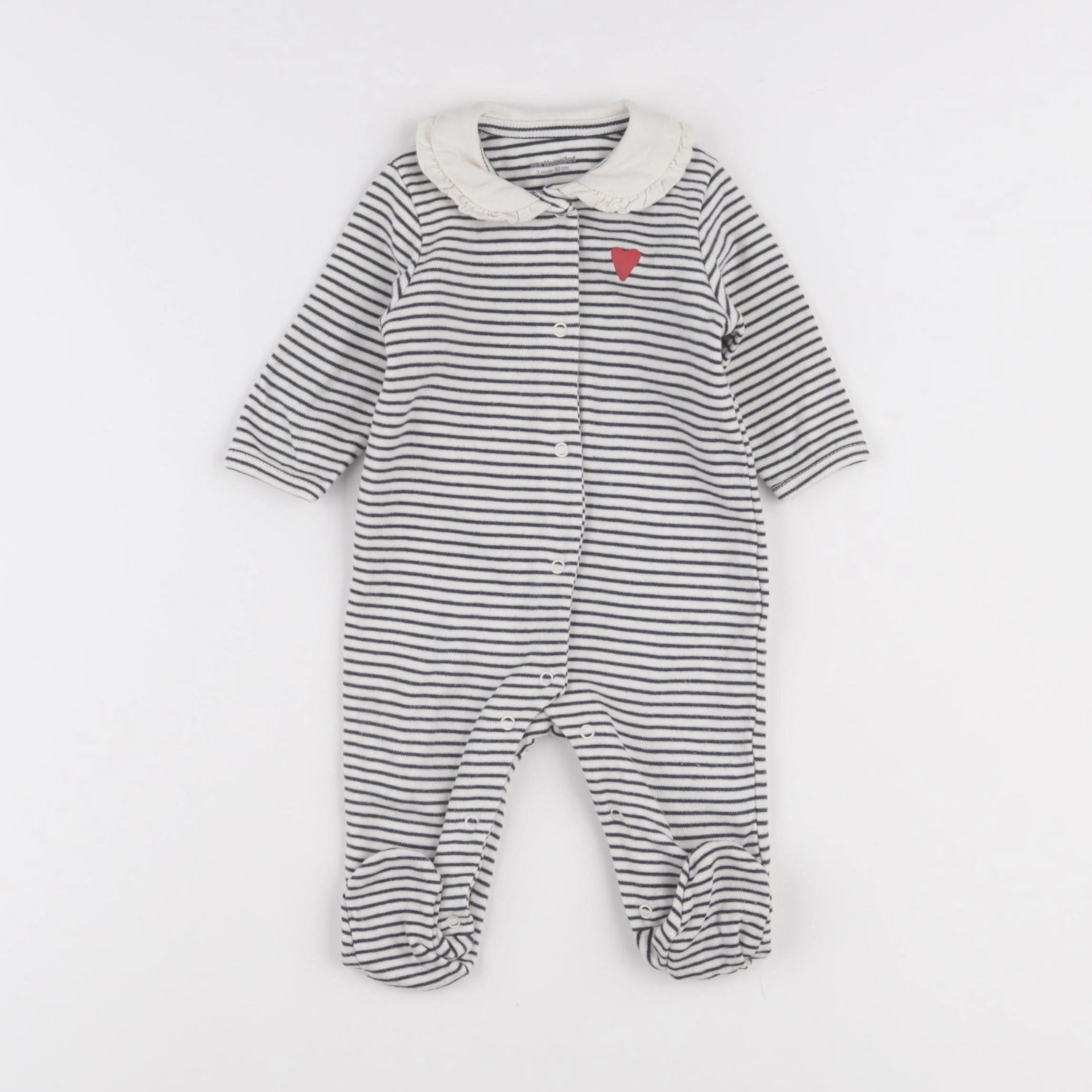 Vertbaudet - pyjama coton beige, bleu - 3 mois