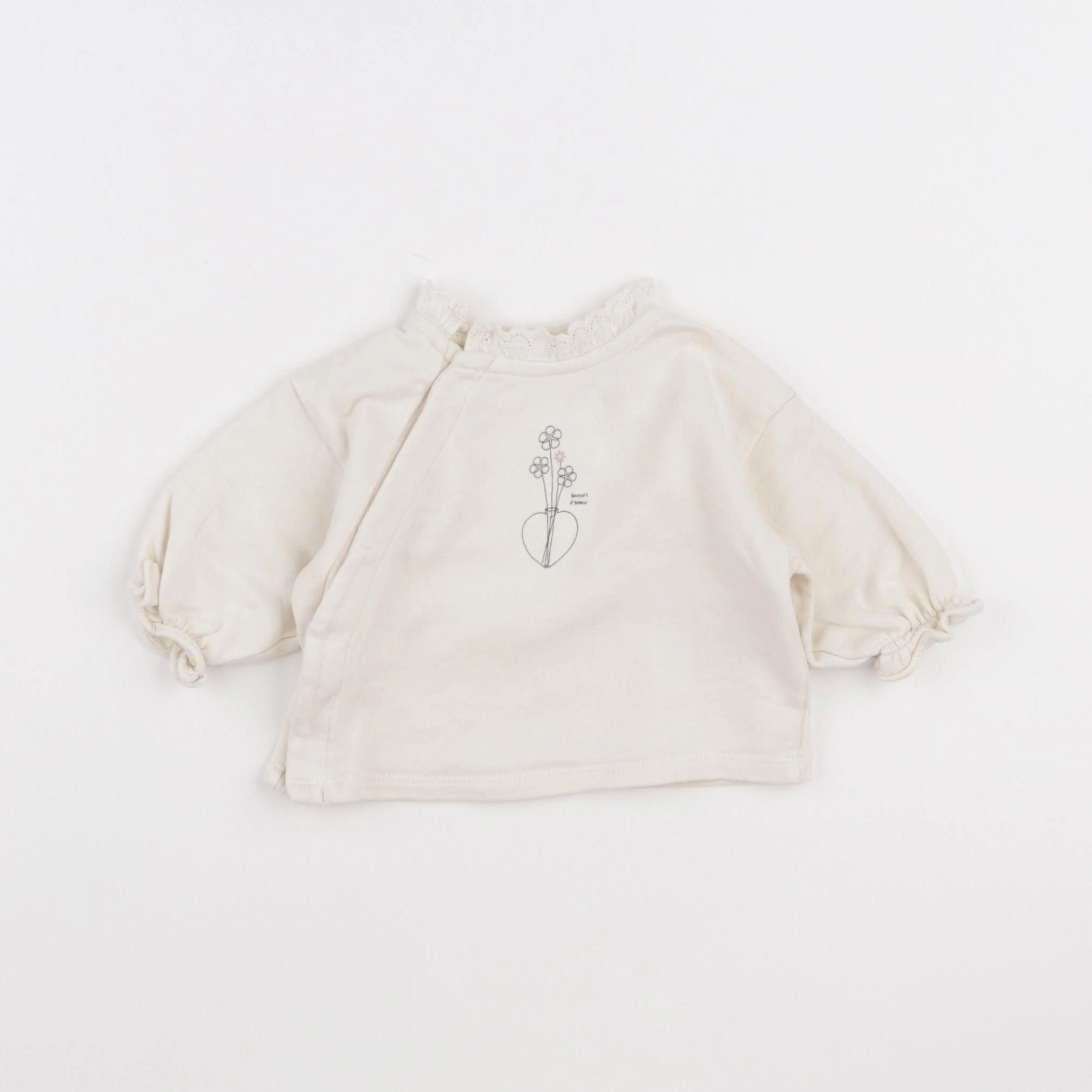Vertbaudet - sweat beige - 1 mois