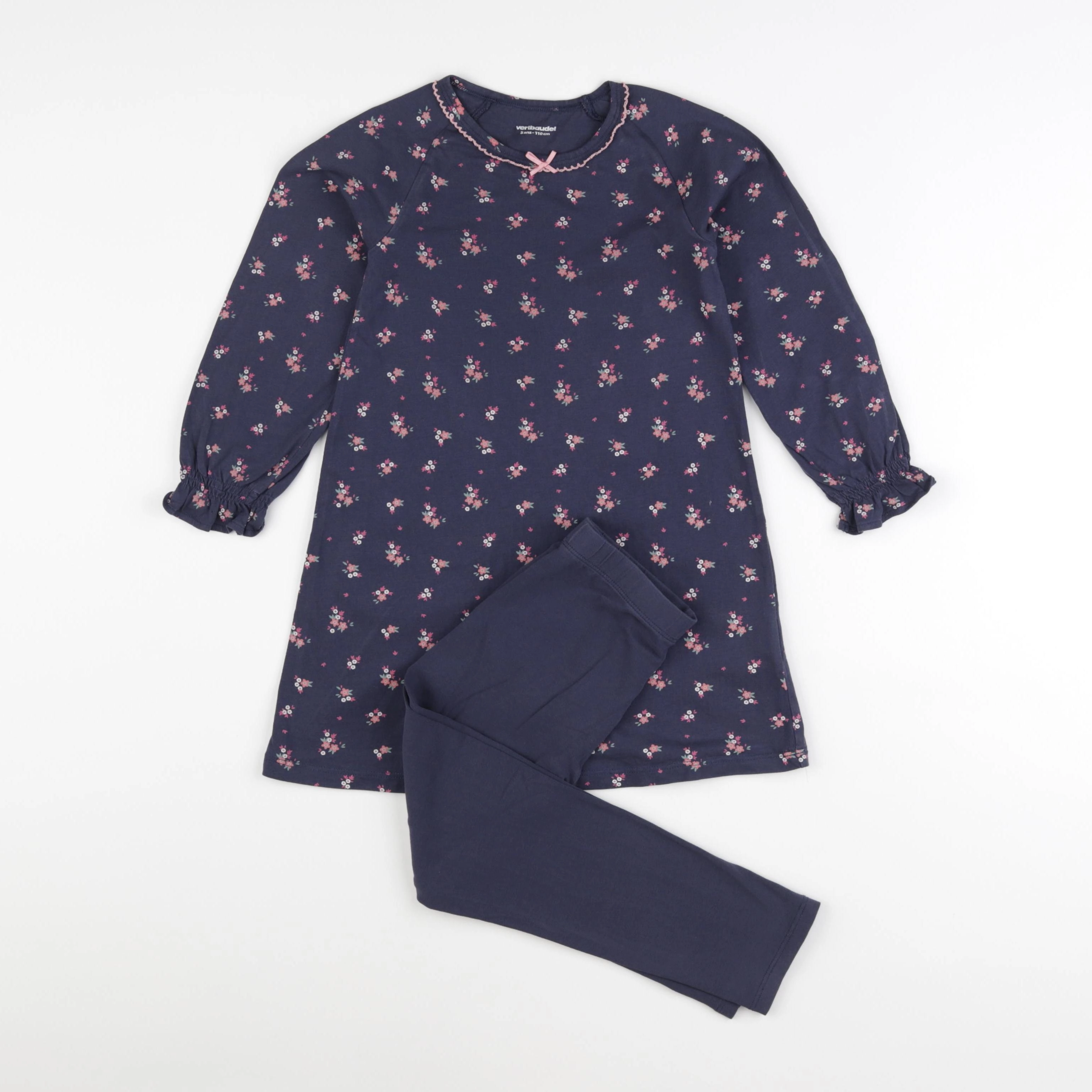 Vertbaudet - pyjama coton bleu, rose - 5 ans