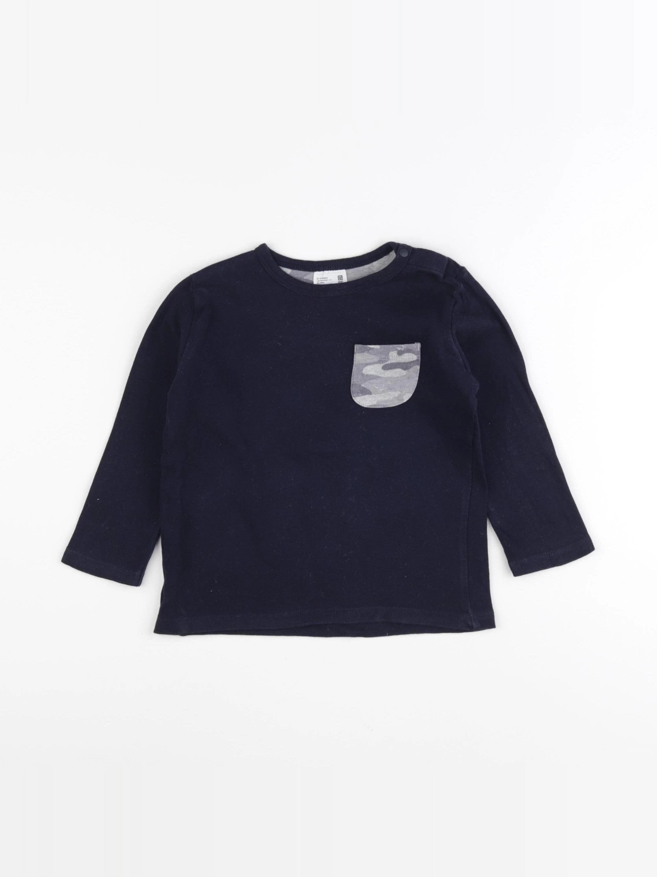 Uniqlo - tee-shirt bleu - 18/24 mois