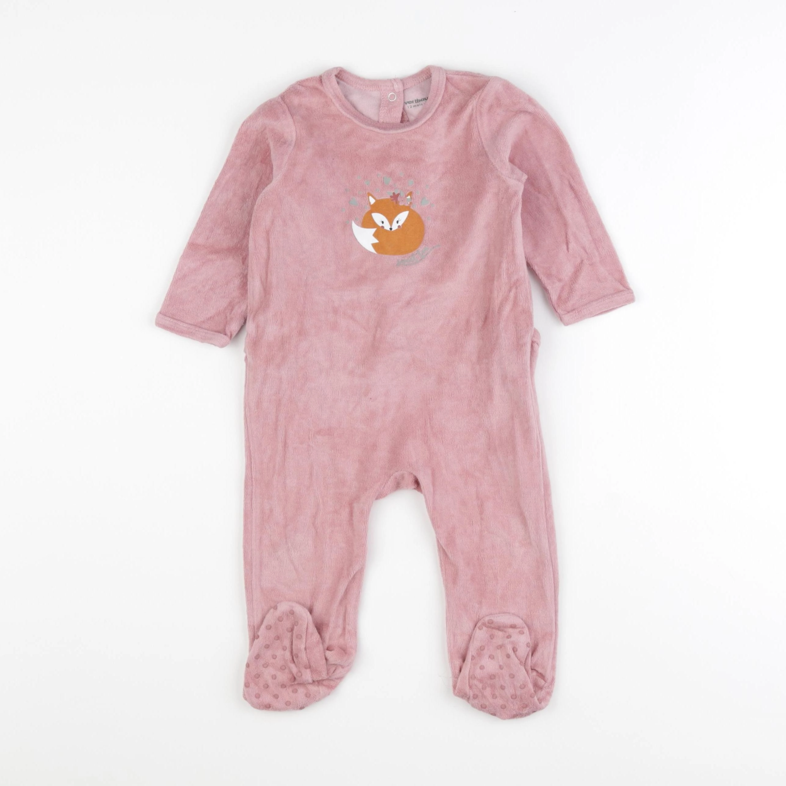 Vertbaudet - pyjama velours rose - 12 mois