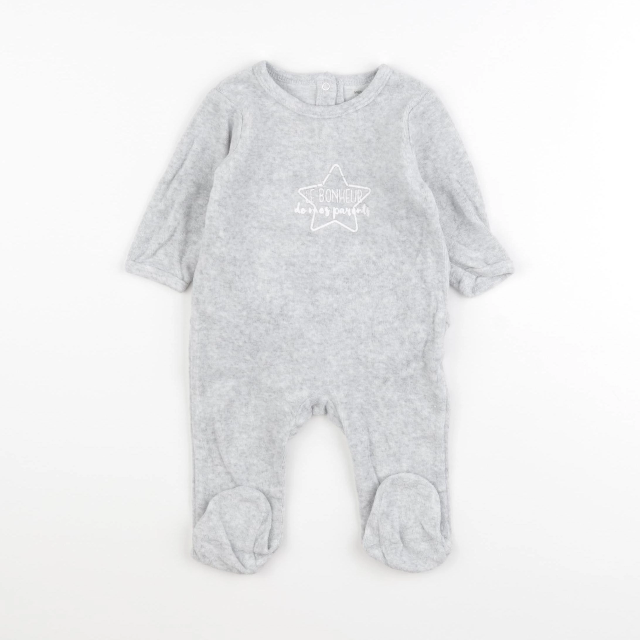 Vertbaudet - pyjama velours gris - 3 mois