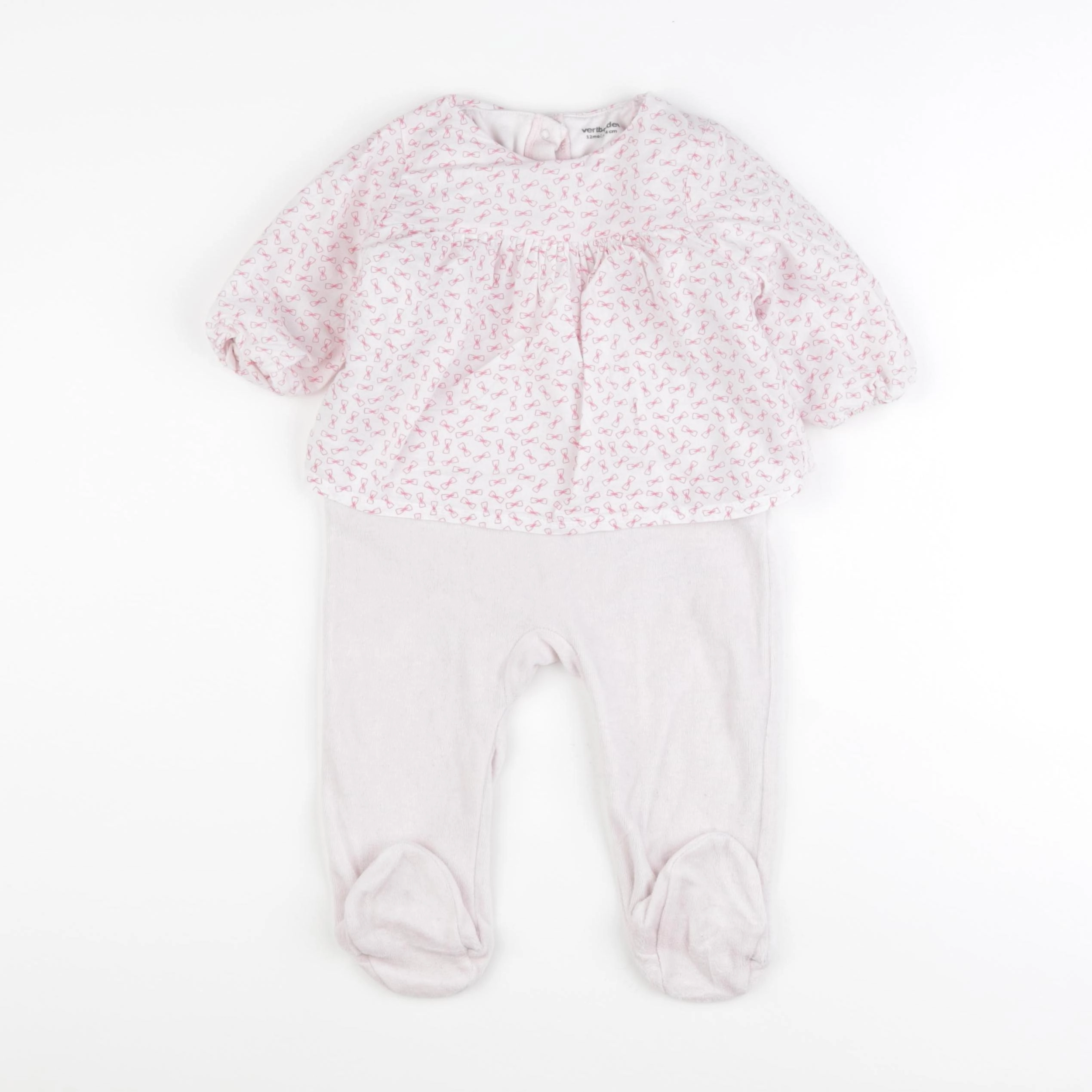 Vertbaudet - pyjama velours rose - 12 mois