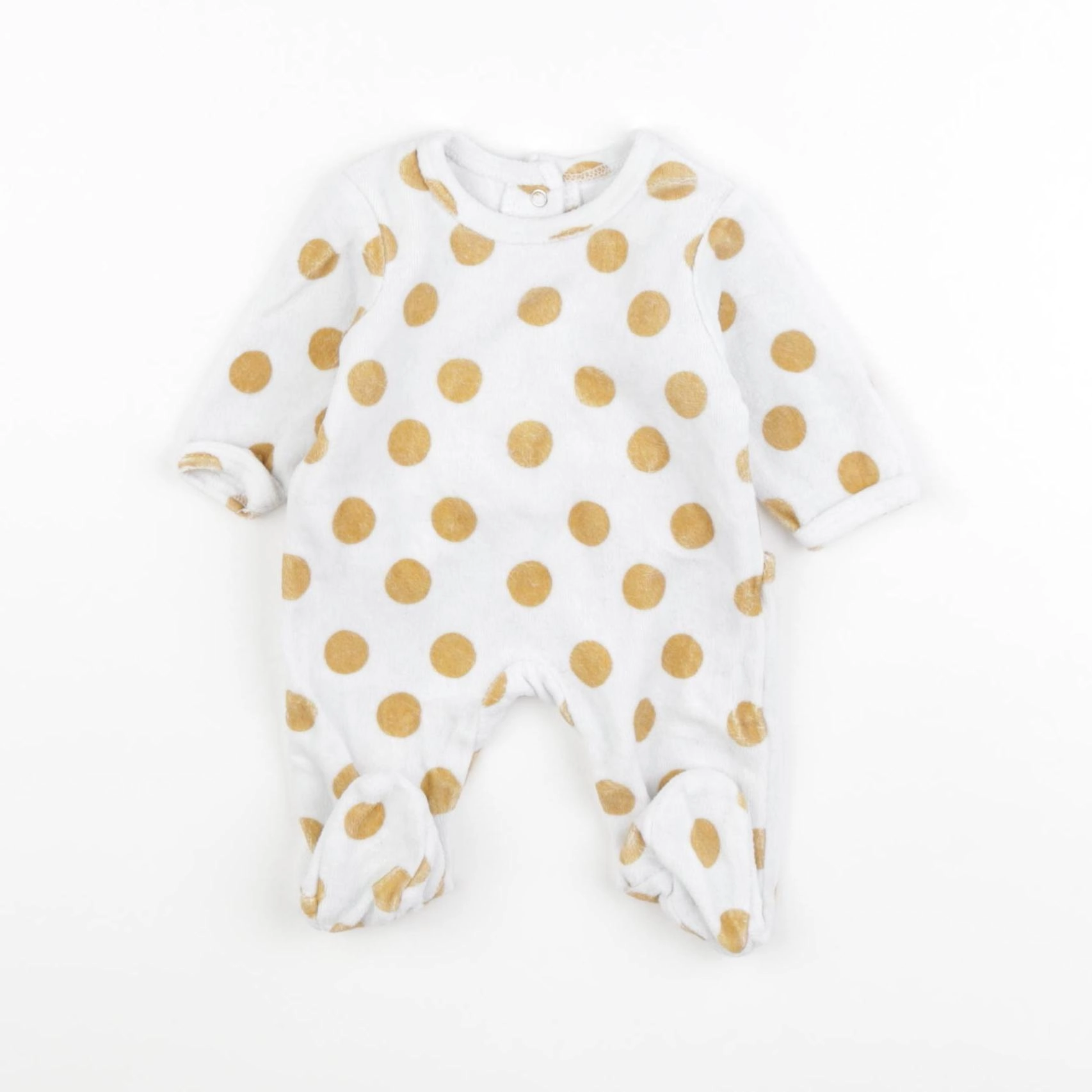 Vertbaudet - pyjama velours marron, blanc - 0 mois