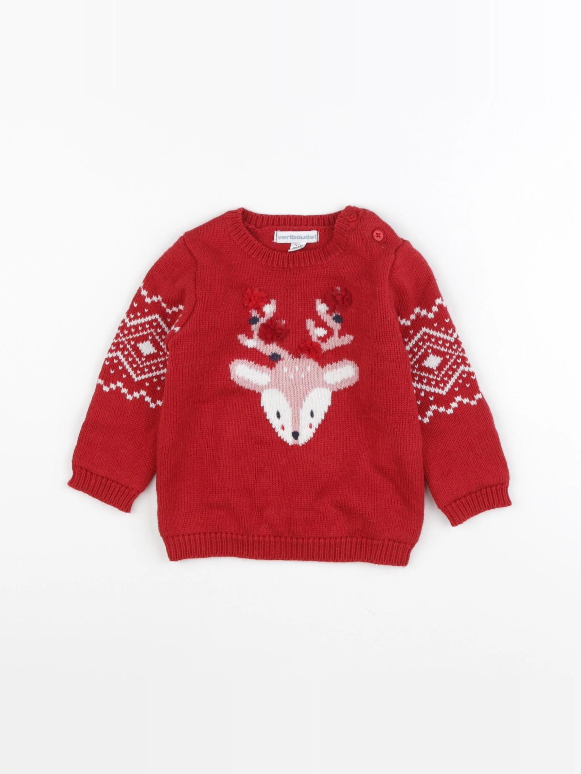 Vertbaudet - pull rouge - 12 mois