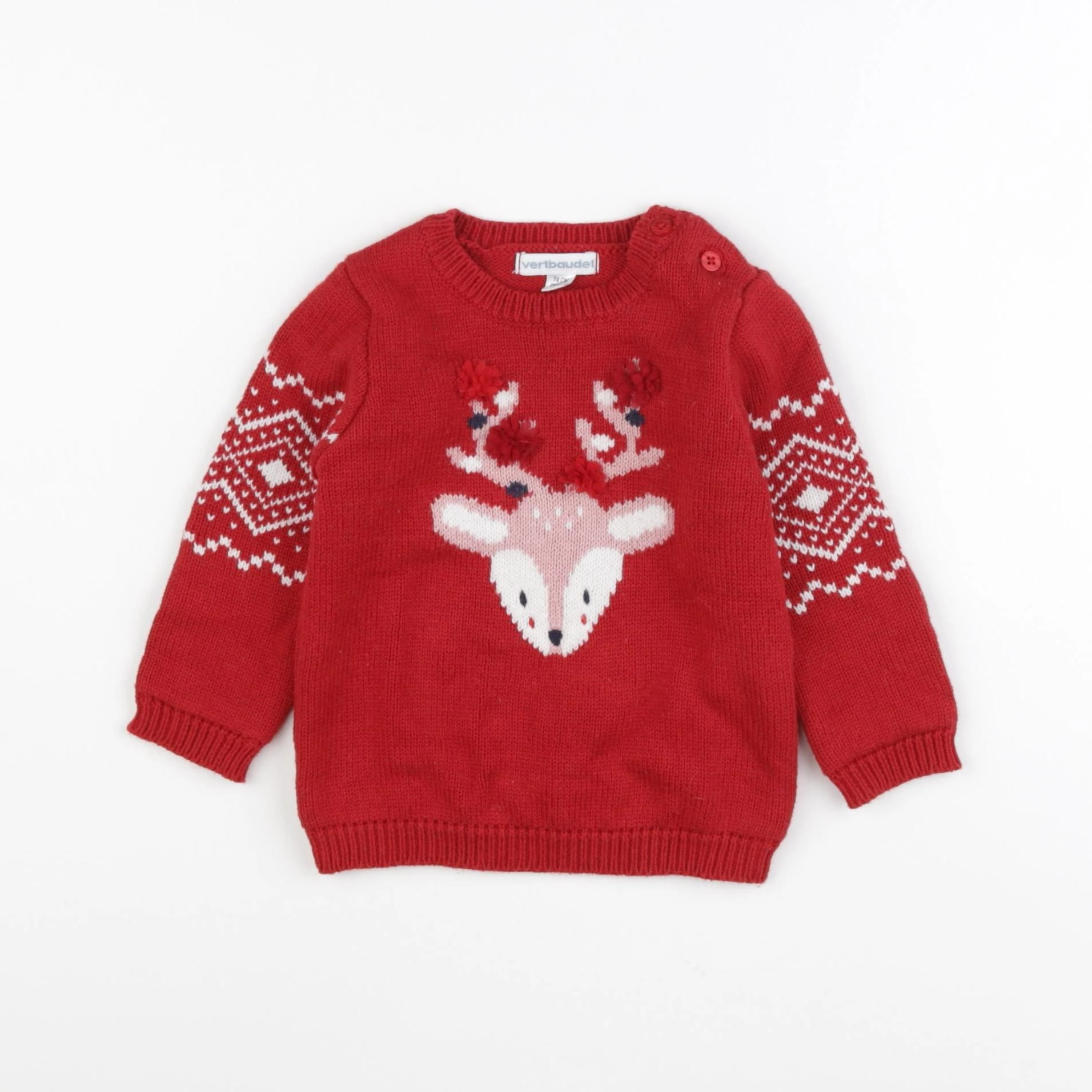 Vertbaudet - pull rouge - 12 mois