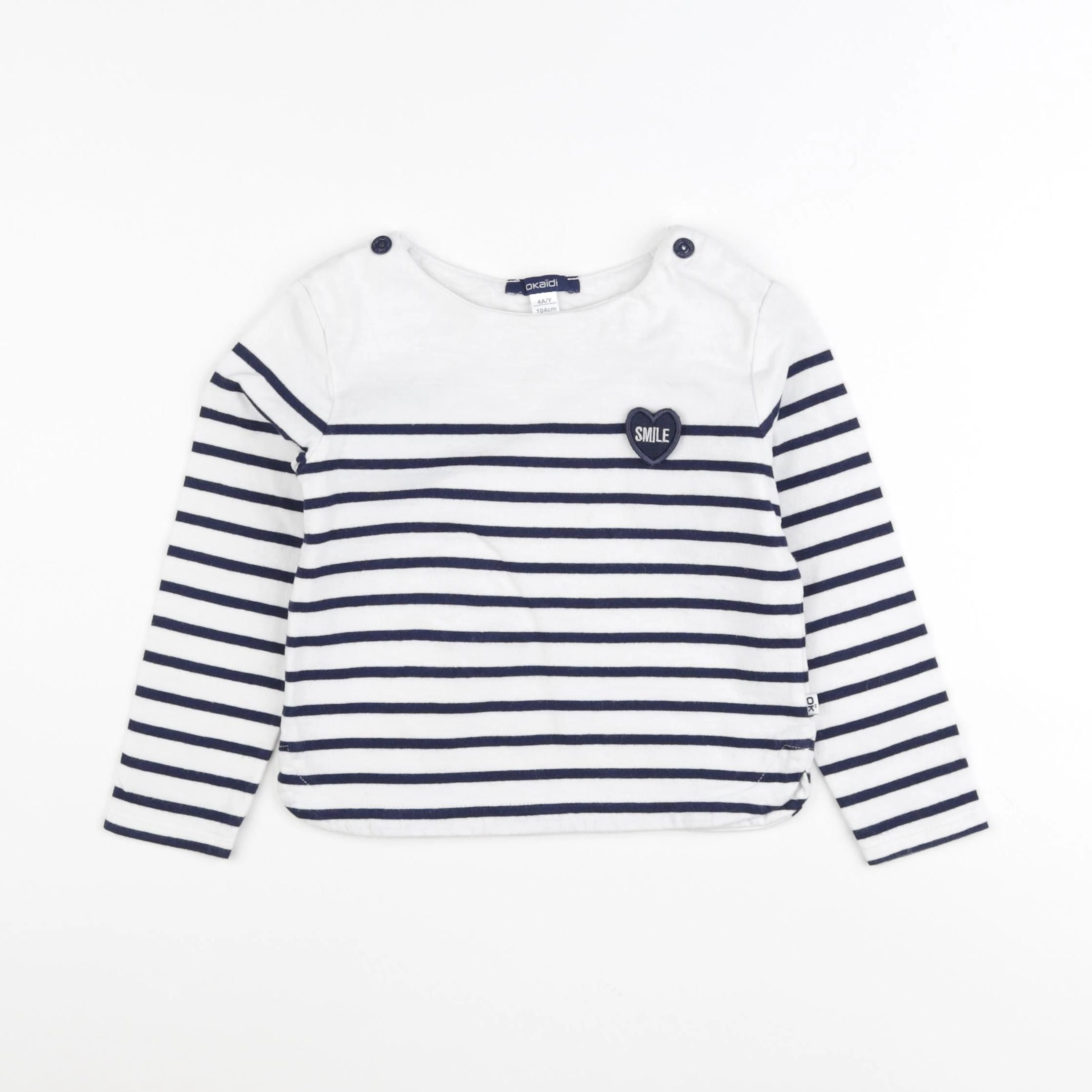 Okaidi - tee-shirt blanc, bleu - 4 ans